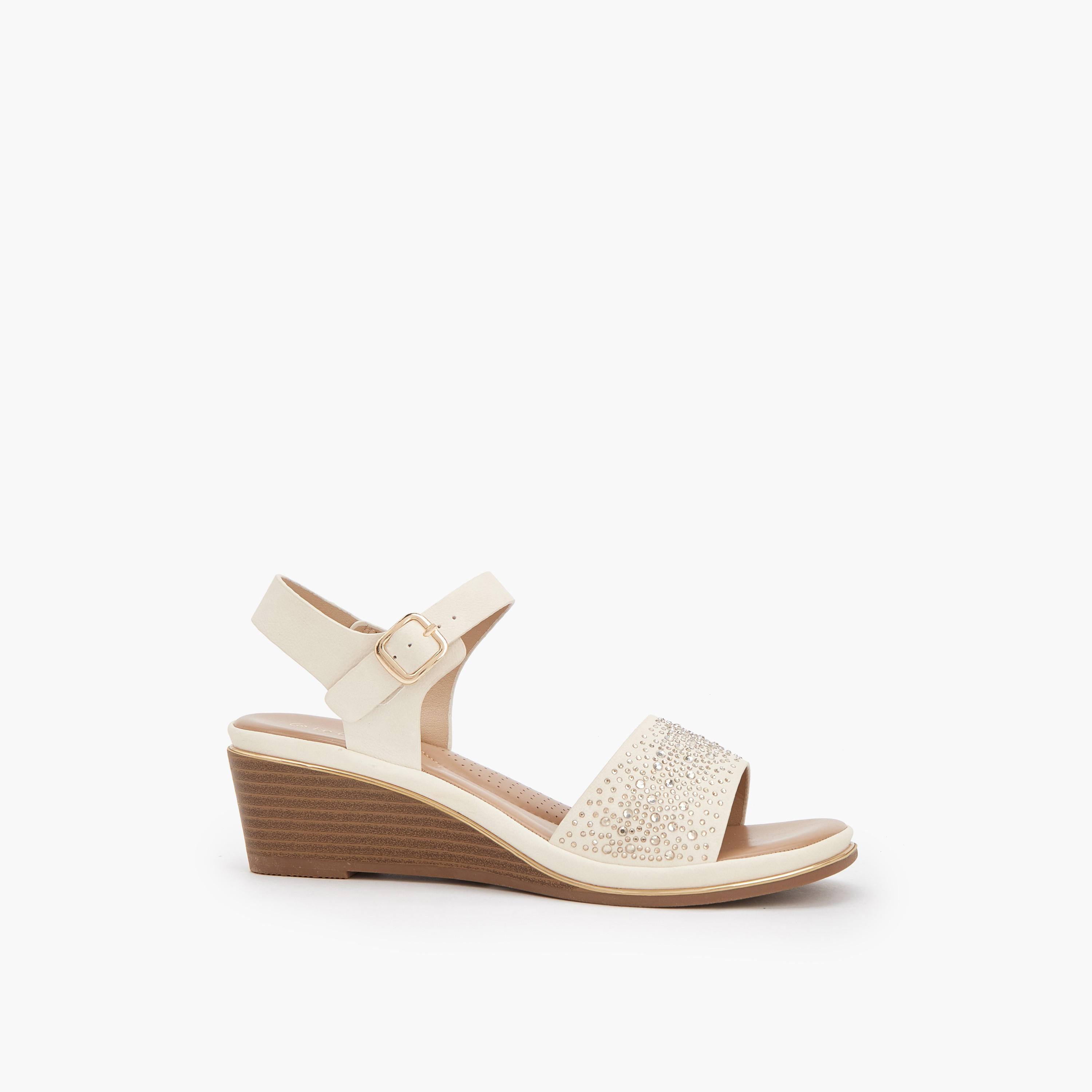 Le Confort Women Rhinestone Embellished Wedge Heel Sandals-women-shoes-sandals-heeled-image-3