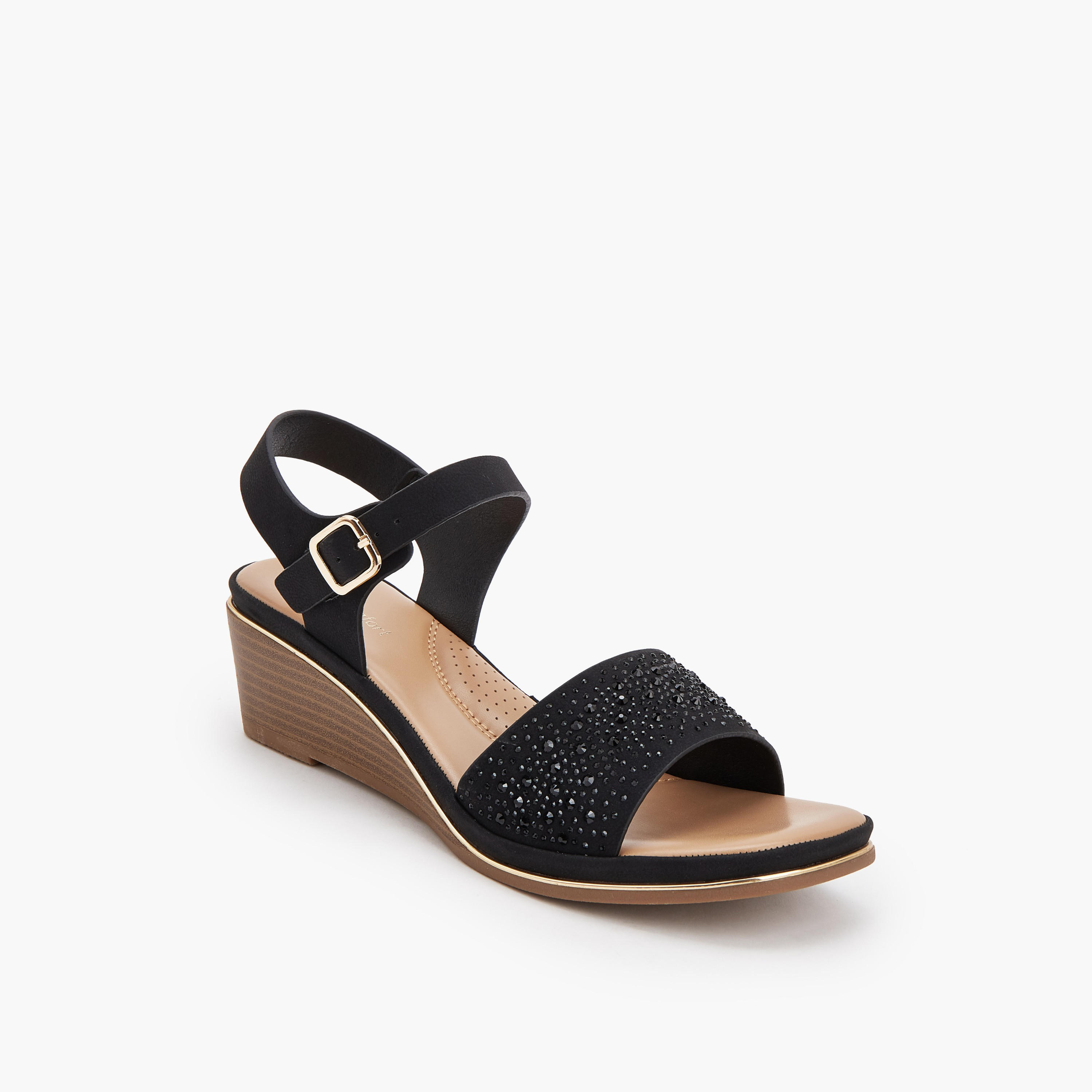 Le Confort Women Rhinestone Embellished Wedge Heel Sandals-women-shoes-sandals-heeled-image-2