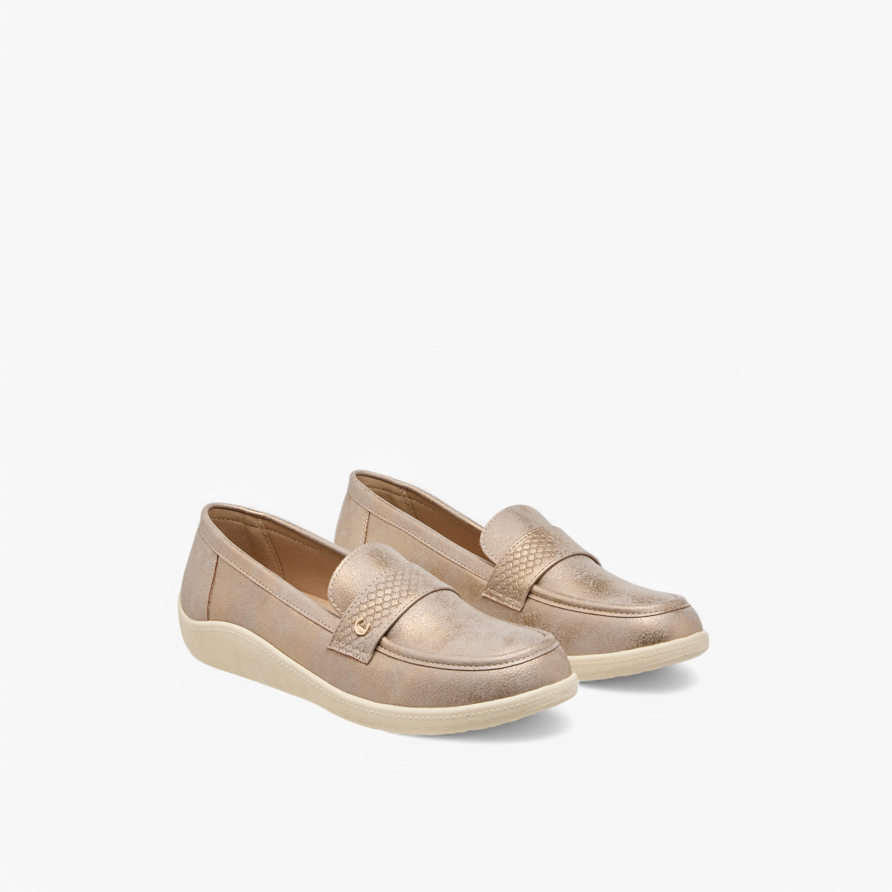 Le Confort Textured Slip-On Comfort Loafers with Metallic Trim-women-shoes-loafersandmoccasins-image-1