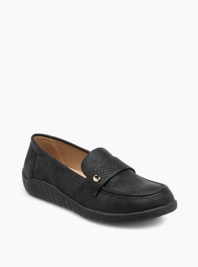 Le Confort Textured Slip-On Comfort Loafers with Metallic Trim-women-shoes-loafersandmoccasins-image-2
