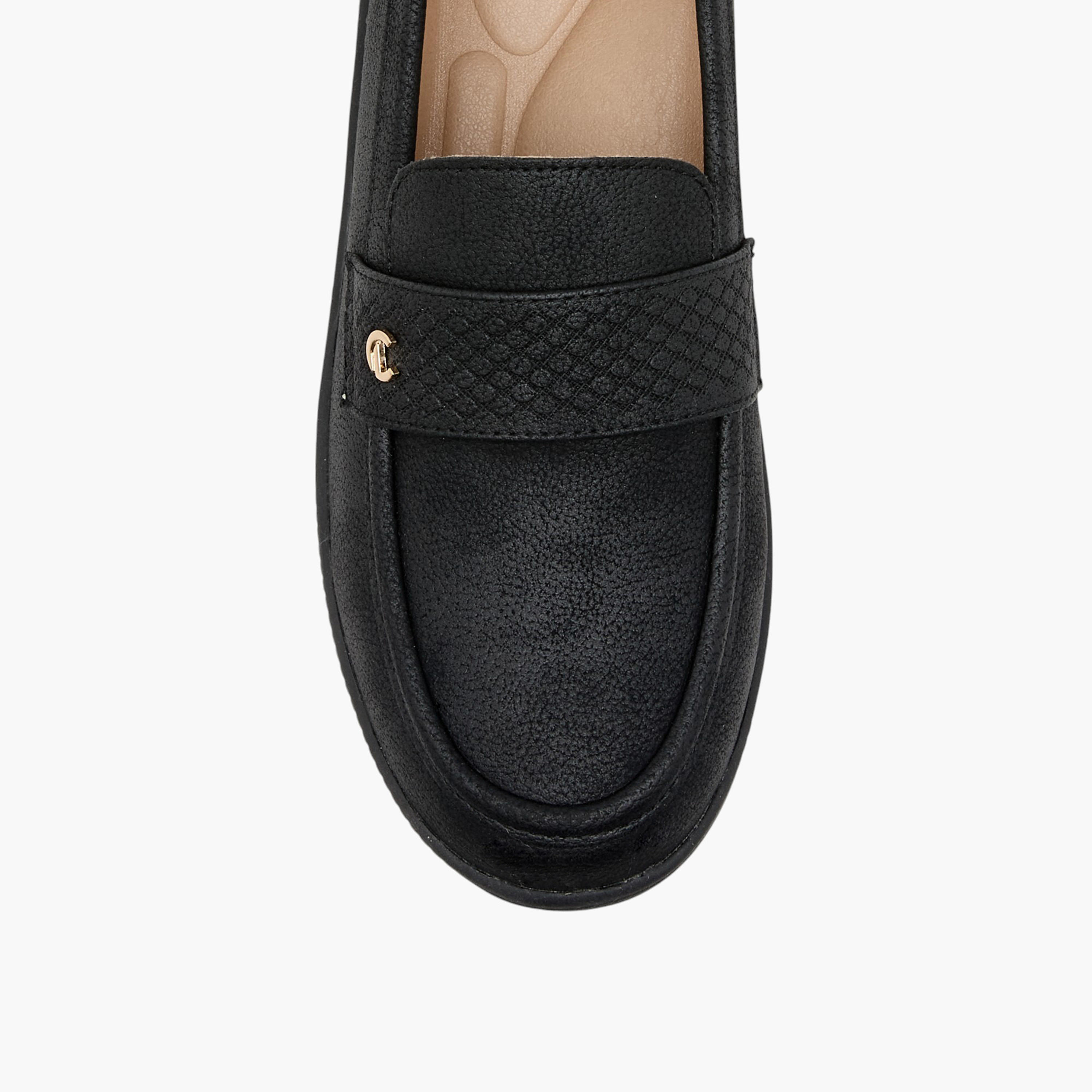 Le Confort Textured Slip-On Comfort Loafers with Metallic Trim-women-shoes-loafersandmoccasins-image-4