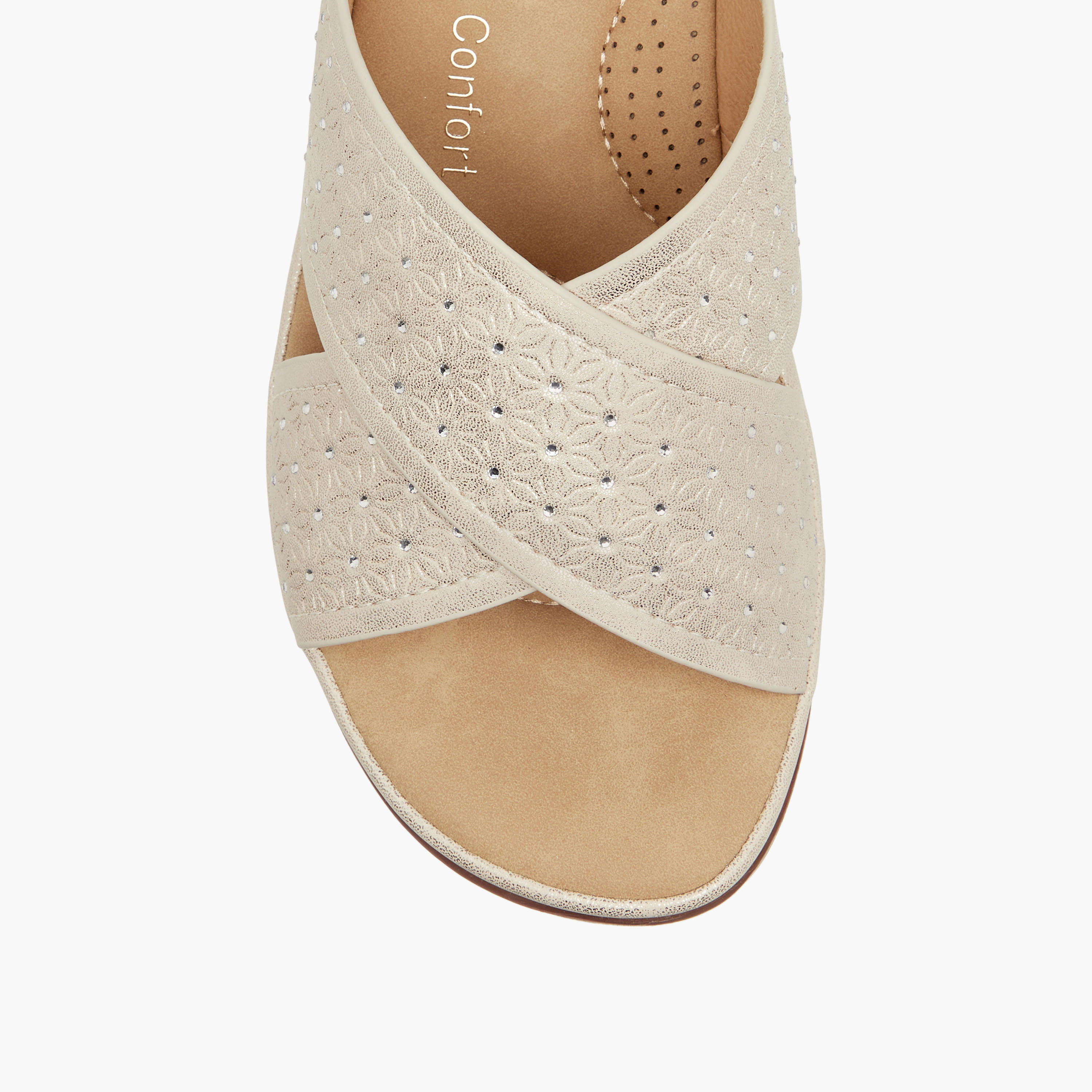 Le Confort Floral Textured Slip-On Comfort Sandals with Wedge Heels-women-shoes-sandals-heeled-image-5