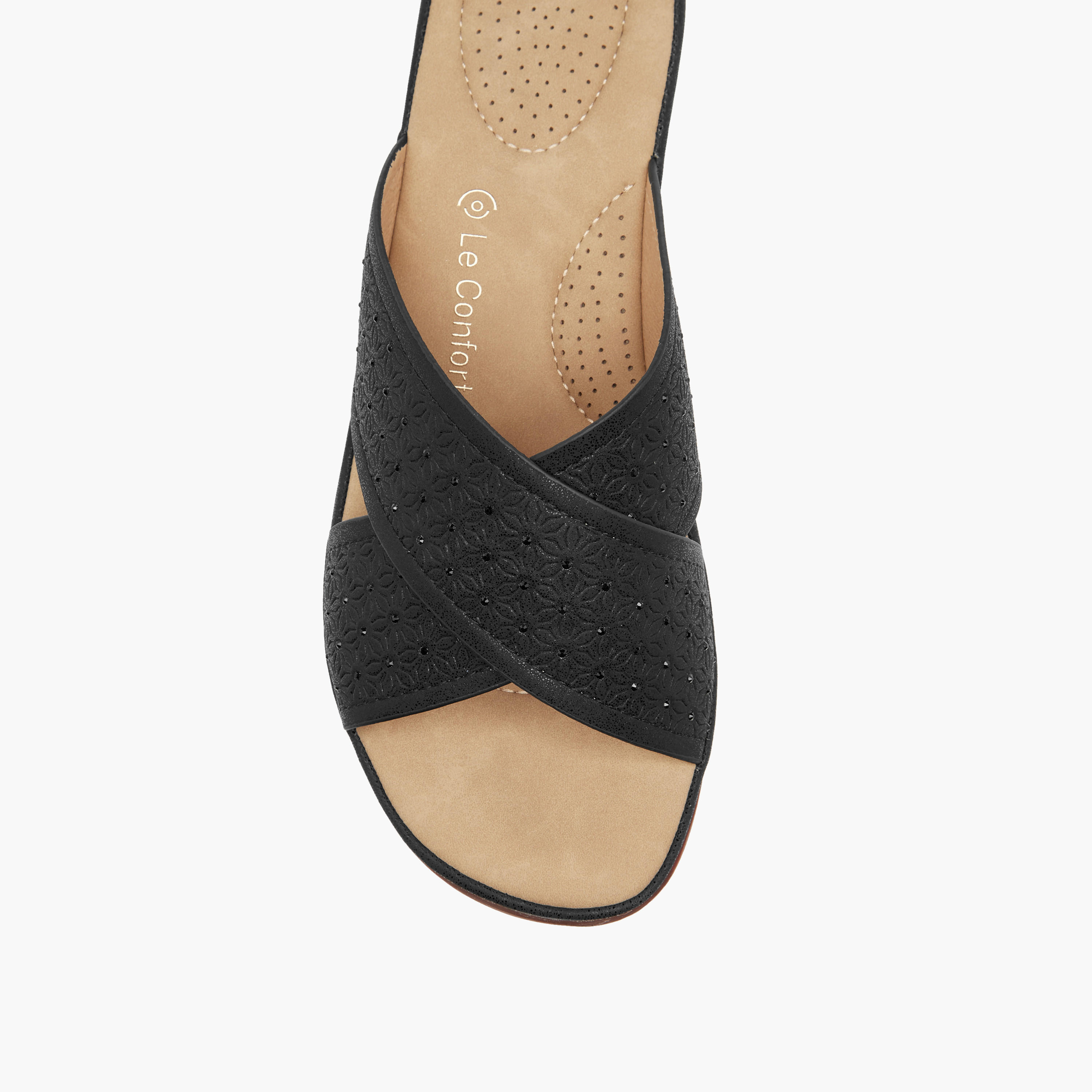 صندل مريح بارز الملمس سهل الارتداء بكعب ويدج وأزهار من لو كونفورت-women-shoes-sandals-heeled-image-4