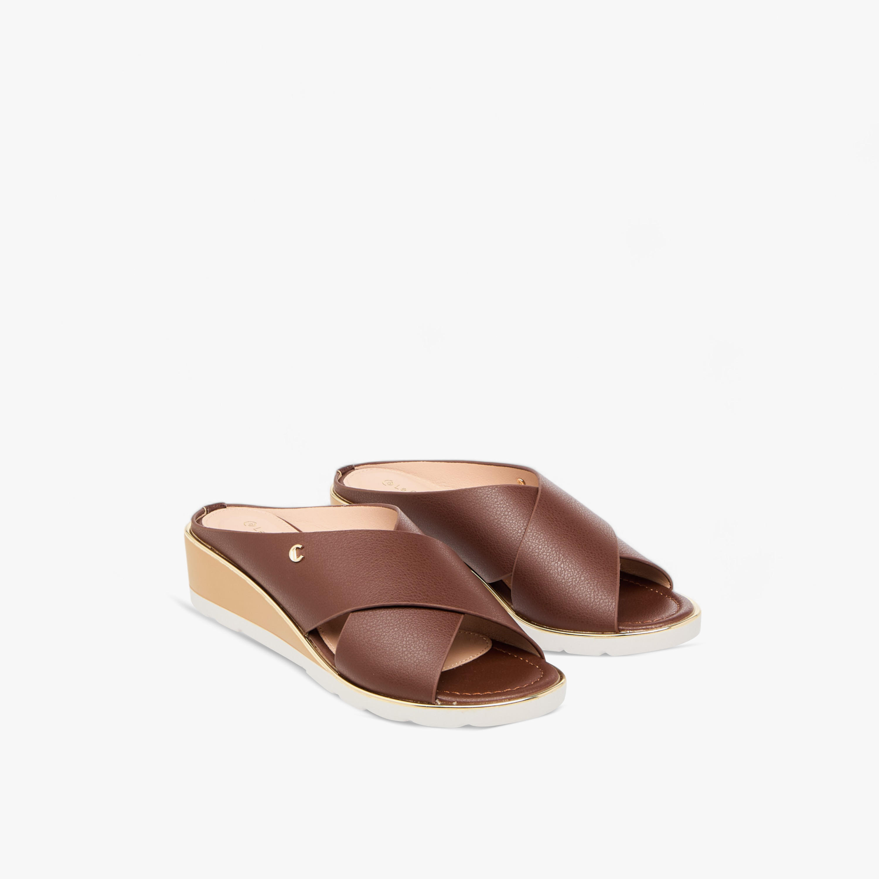 Le Confort Solid Cross Strap Comfort Sandals with Wedge Heels-women-shoes-sandals-heeled-image-1