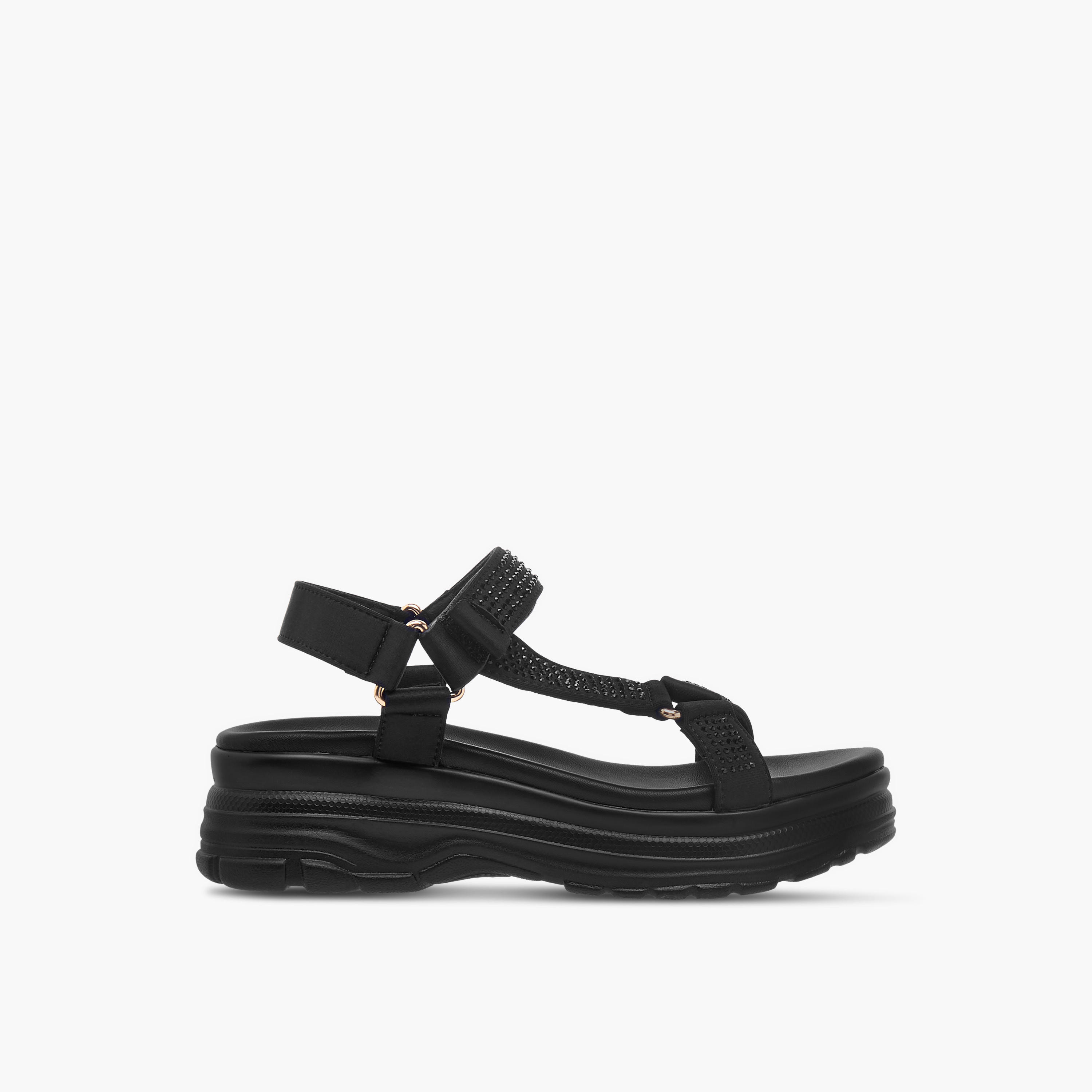Le Confort Embellished Chunky Sole Strap Sandals with Hook and Loop Closure-girls-shoes-sandals-image-2