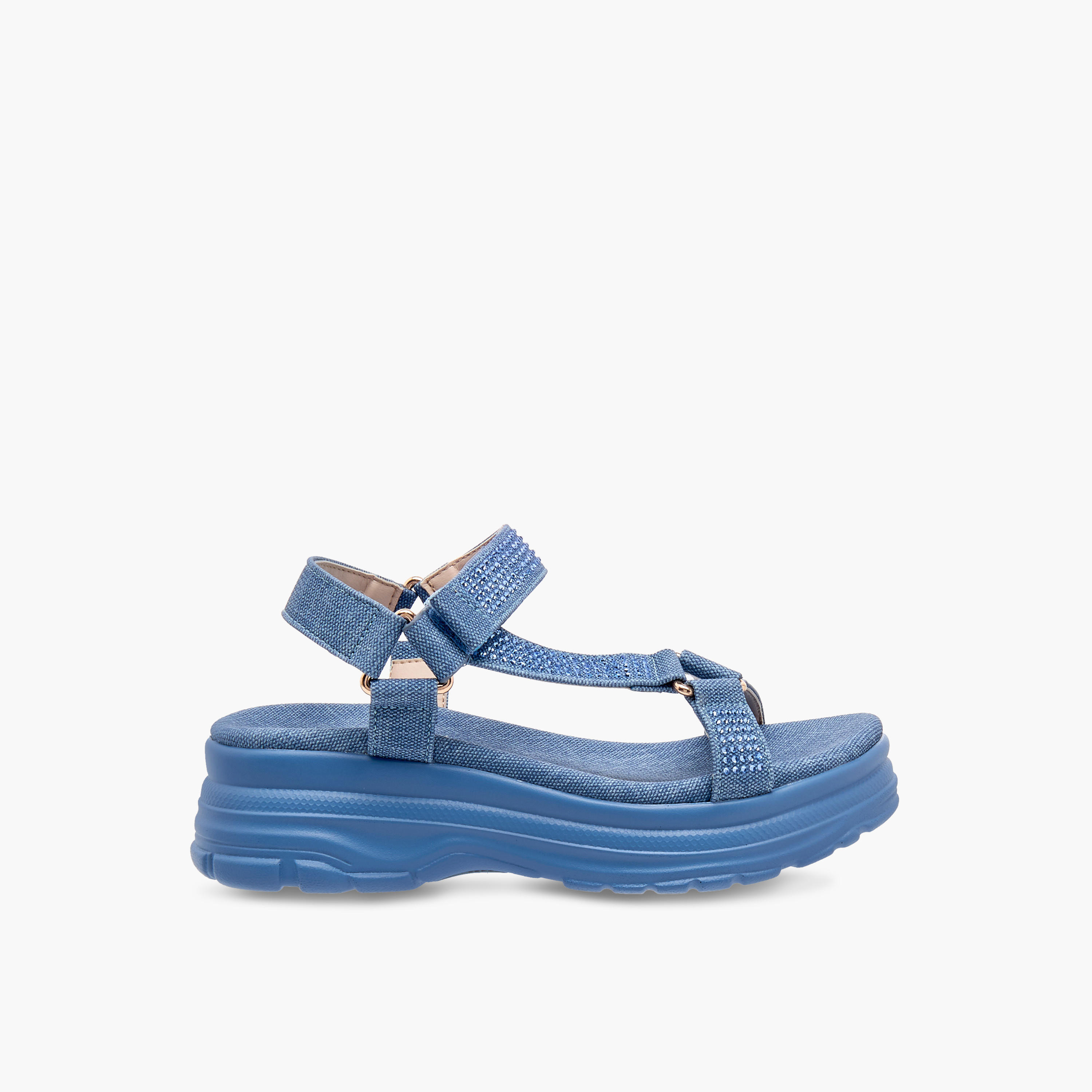Le Confort Embellished Chunky Sole Strap Sandals with Hook and Loop Closure-girls-shoes-sandals-image-2