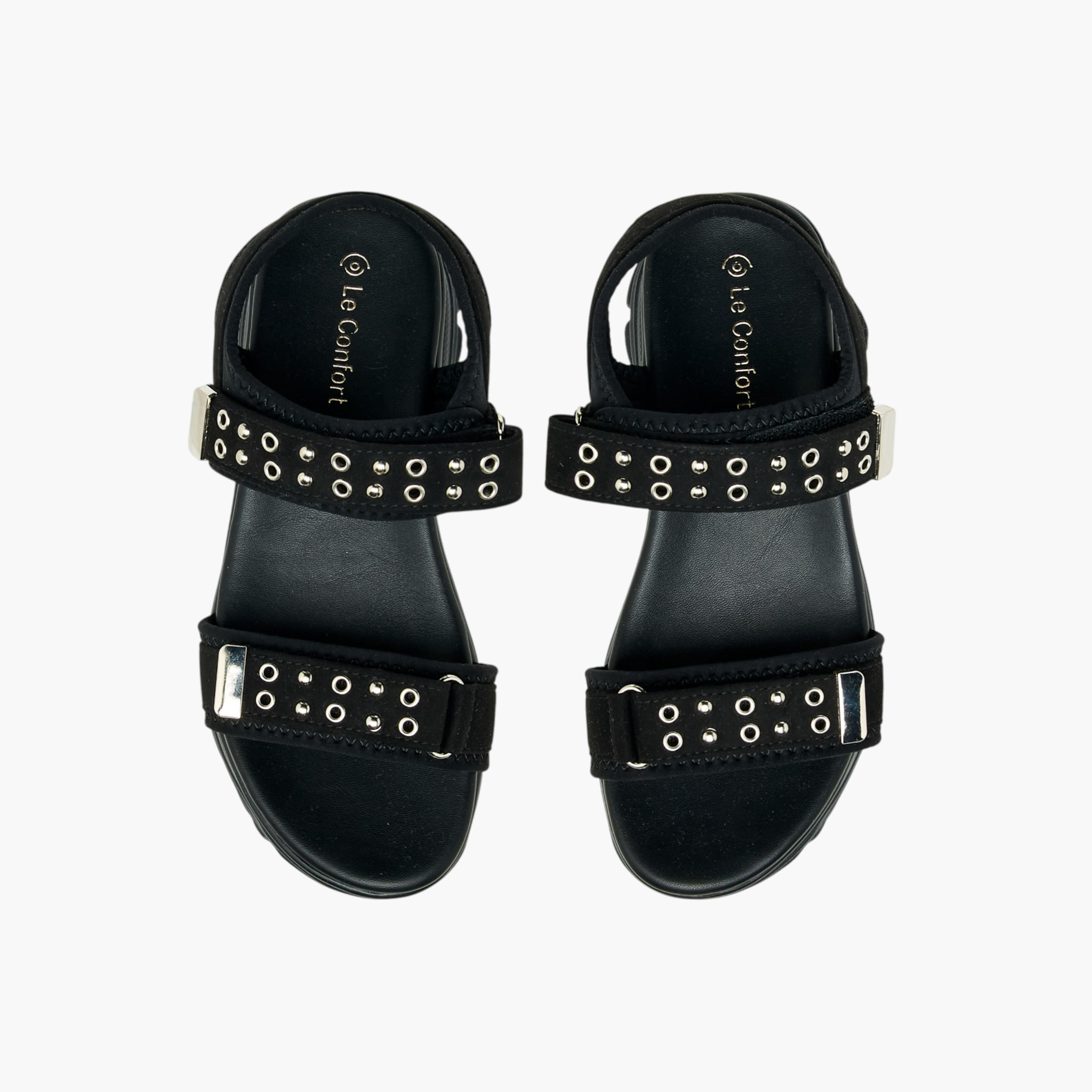 Le Confort Rivet Embellished Sandals with Hook and Loop Closure-girls-shoes-sandals-image-1