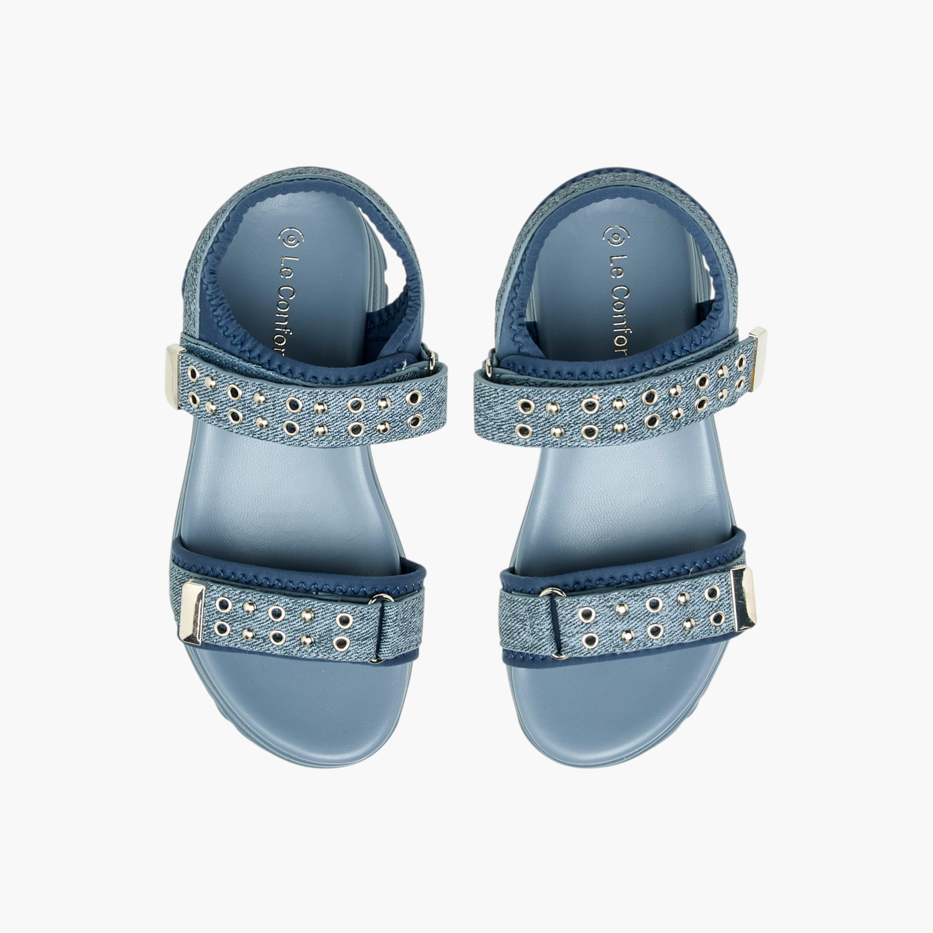 Le Confort Rivet Embellished Sandals with Hook and Loop Closure-girls-shoes-sandals-image-1