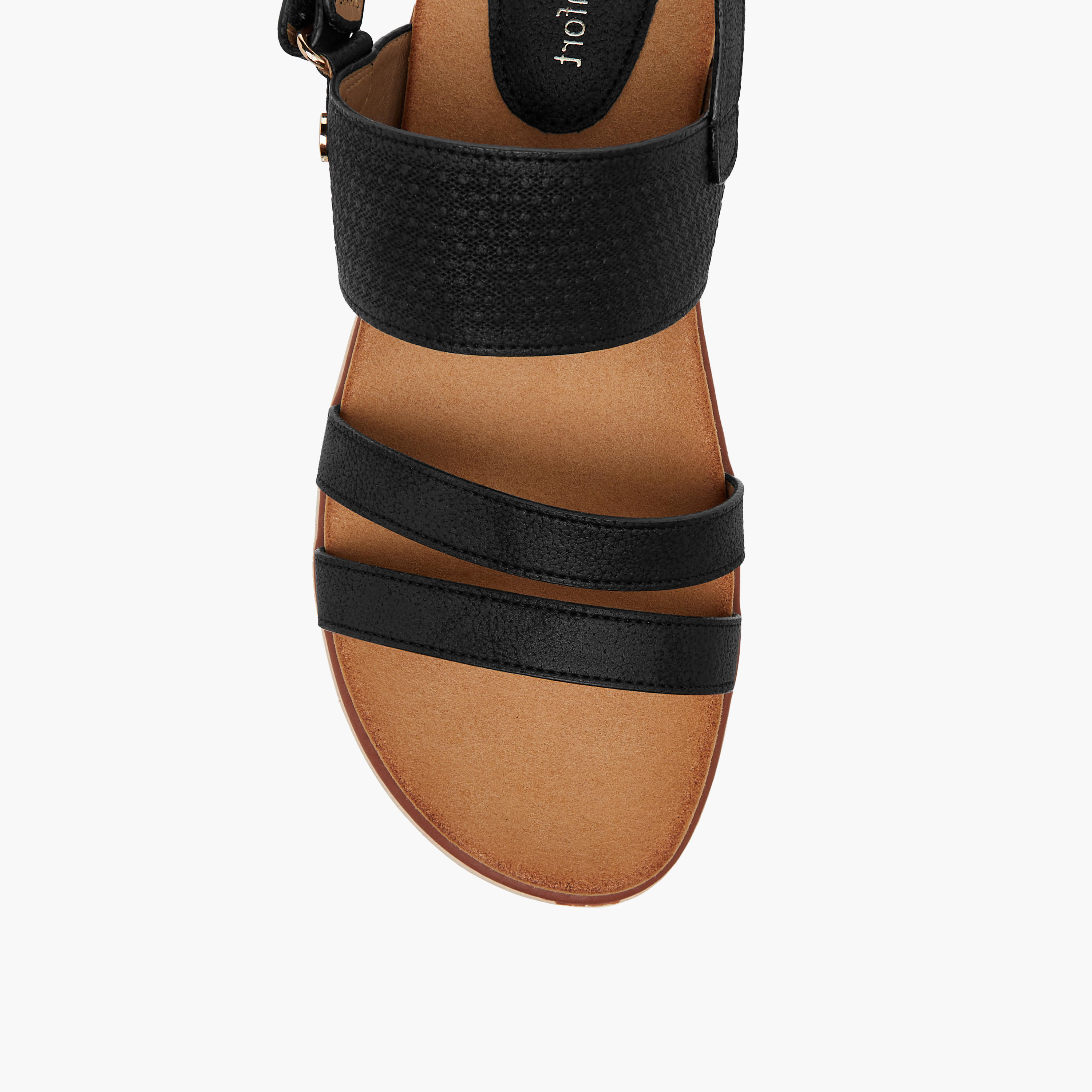 Le Confort Textured Comfort Sandals with Hook and Loop Closure-women-shoes-flats-sandals-image-4