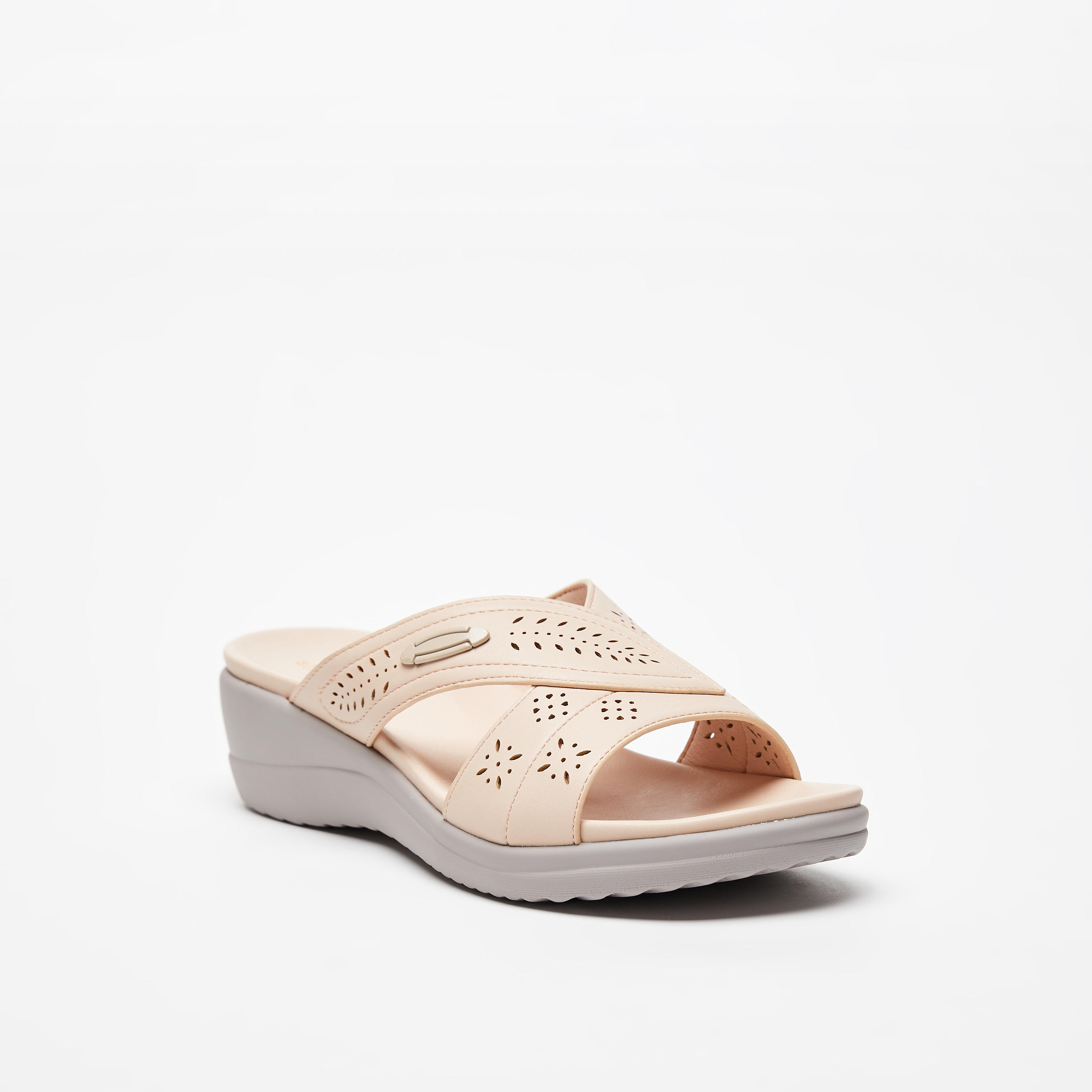 Cut-Out Detail Slide Sandals-women-shoes-flats-sandals-image-1