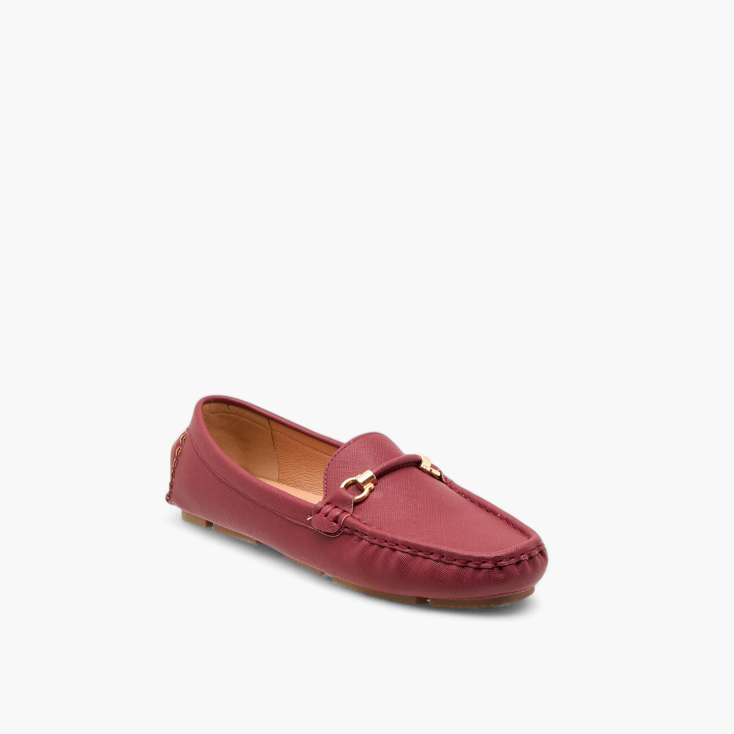 Le Confort Textured Slip-On Comfort Loafers with Metal Trim-women-shoes-flats-loafers-image-2