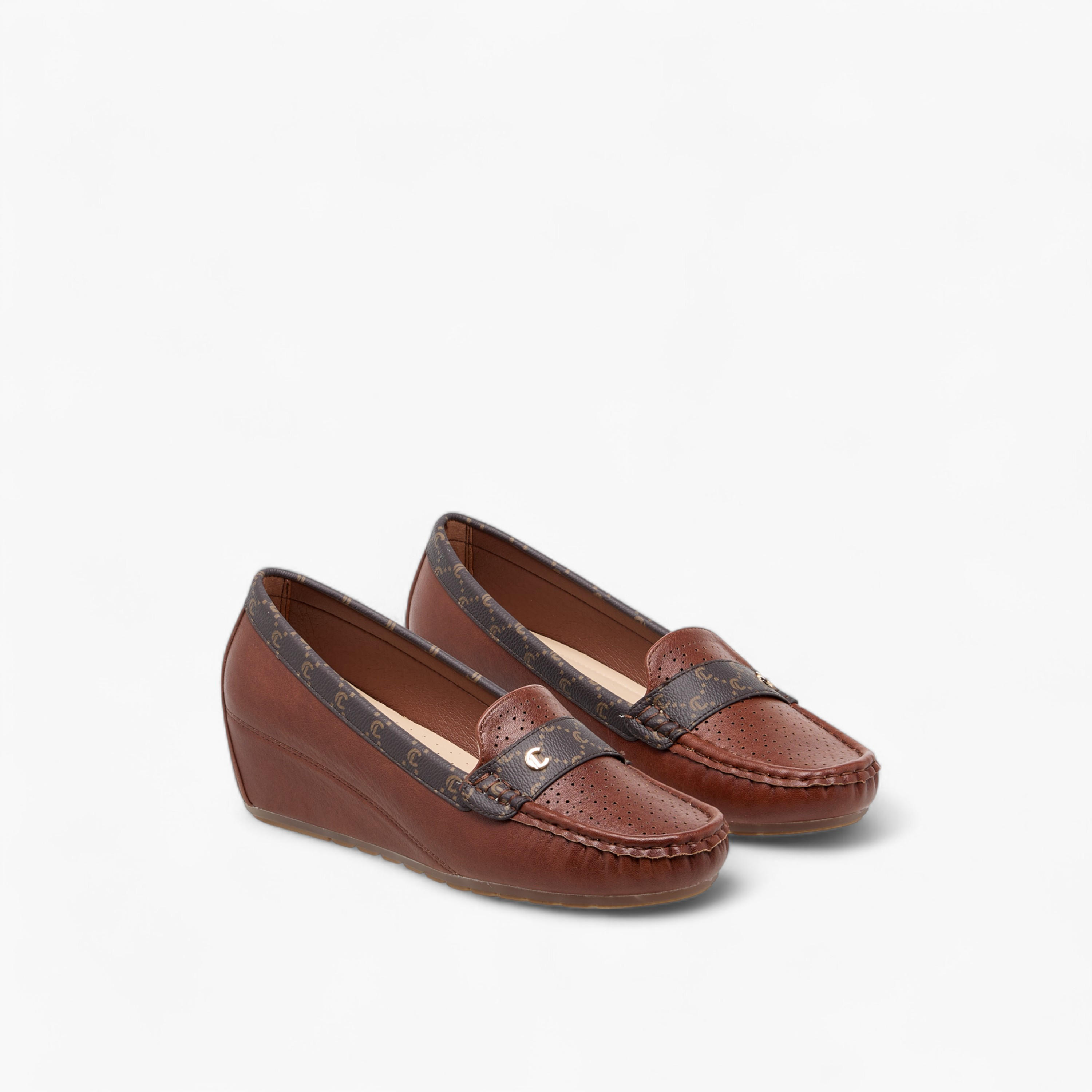 Le Confort Monogram Print Slip-On Loafers with Wedge Heel-women-shoes-loafersandmoccasins-image-1
