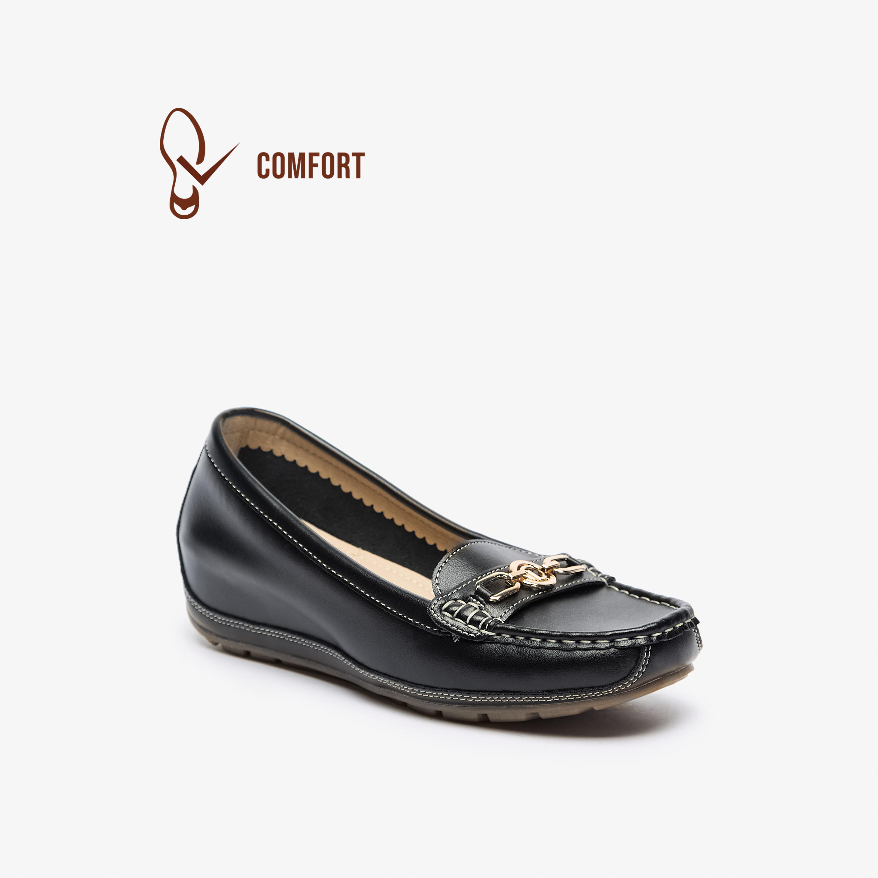 Le Confort Metal Accent Comfort Loafers with Wedge Heels-women-shoes-loafersandmoccasins-image-1