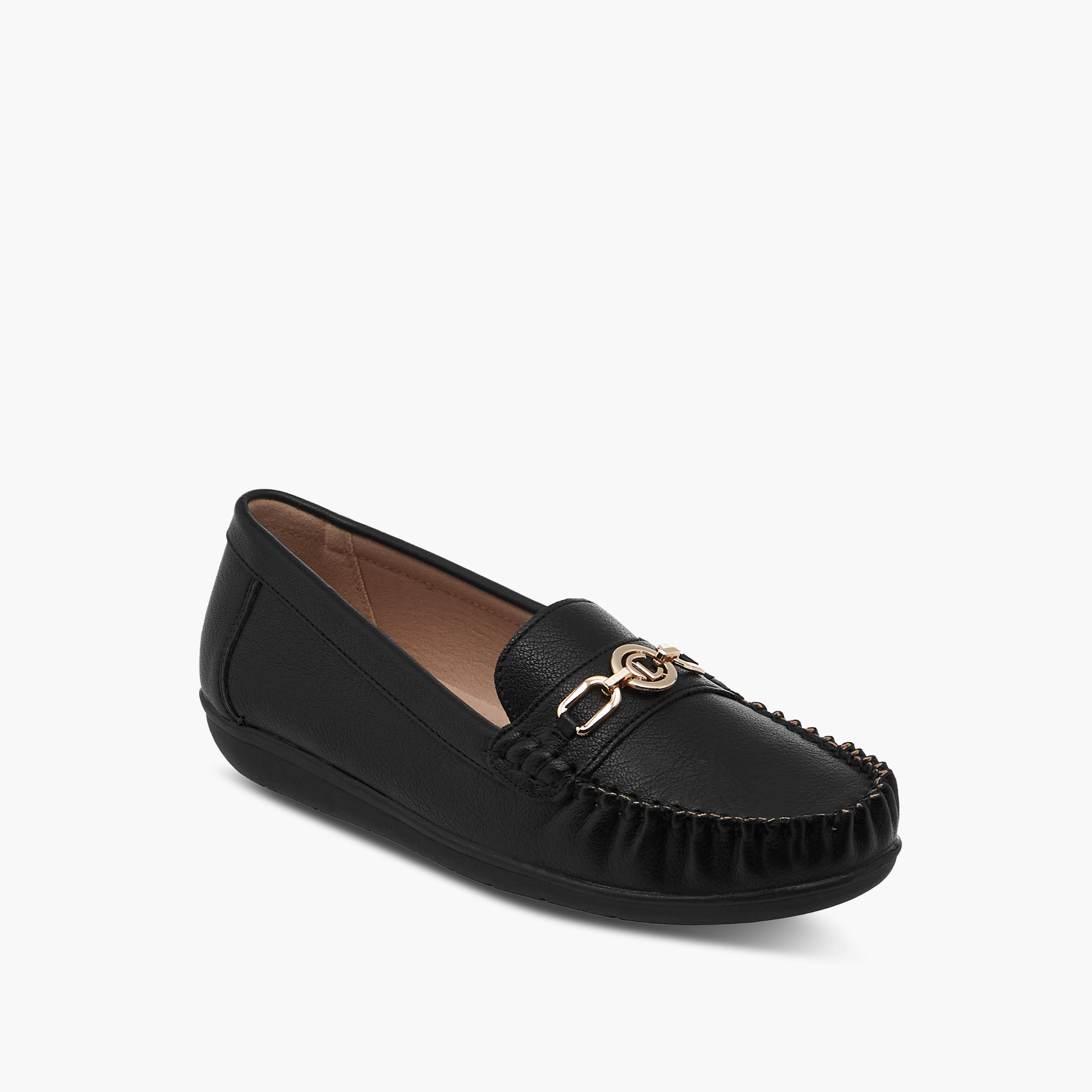 Le Confort Solid Slip-On Comfort Loafers with Metal Accent-women-shoes-loafersandmoccasins-image-2