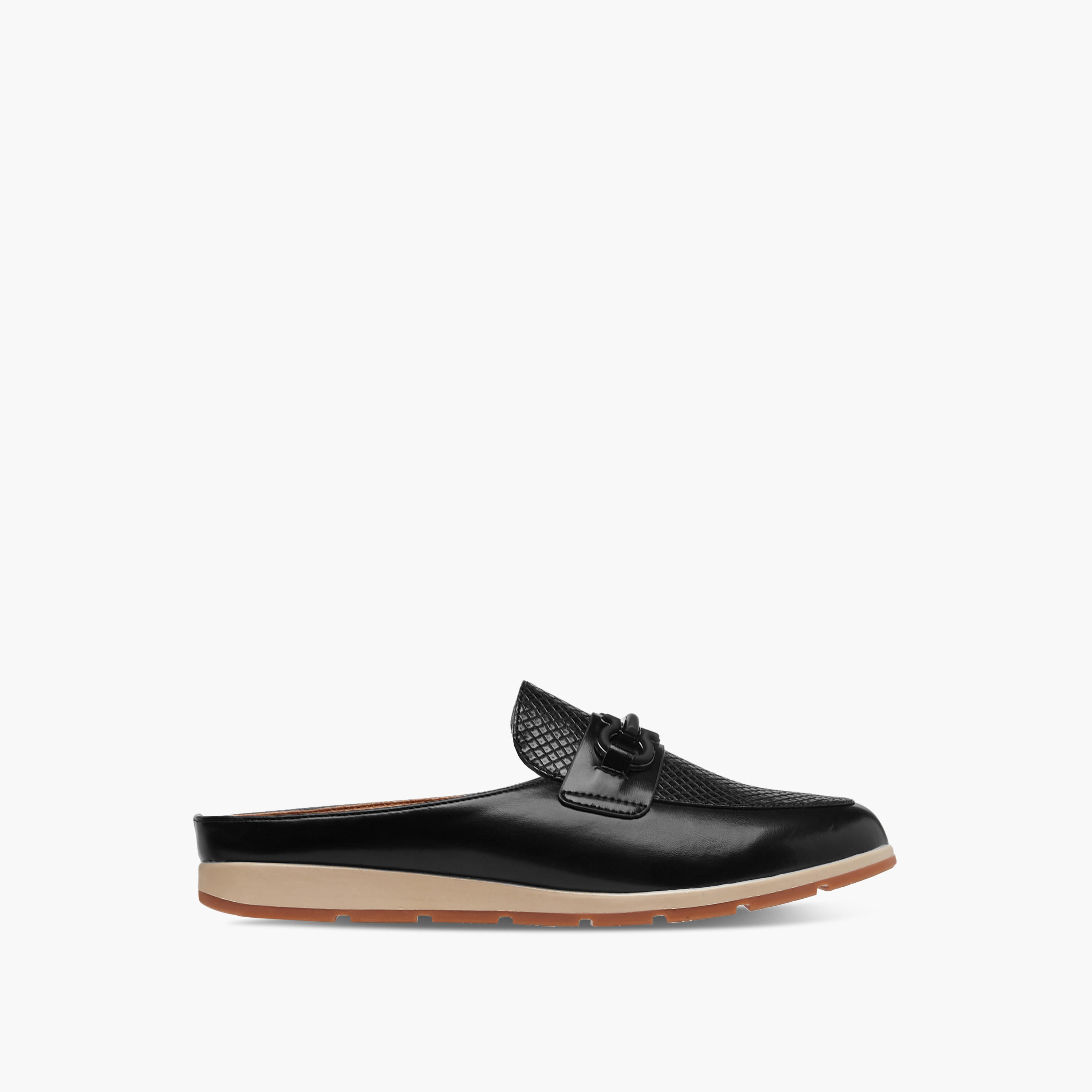 Le Confort Textured Slip-On Comfort Mules with Metal Accent-women-shoes-flats-mules-image-3