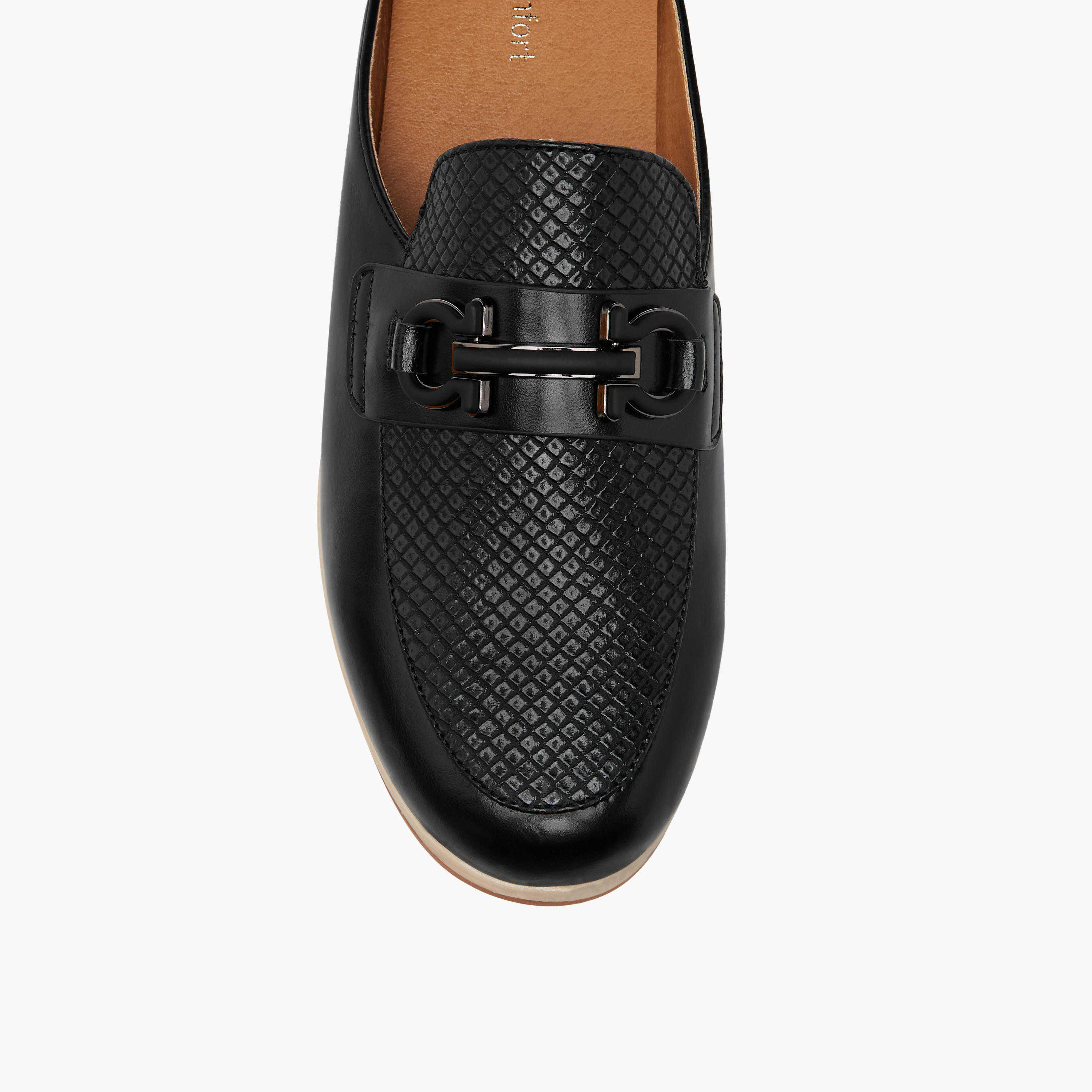Le Confort Textured Slip-On Comfort Mules with Metal Accent-women-shoes-flats-mules-image-4