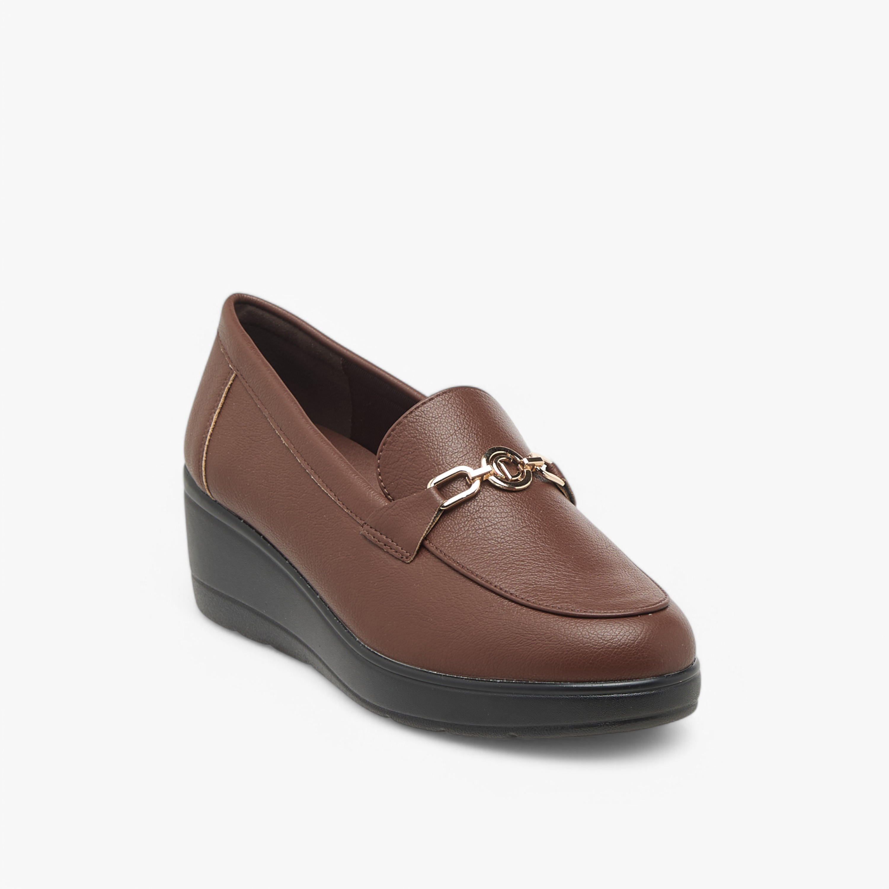 Le Confort Metal Accent Slip-On Comfort Loafers with Wedge Heels-women-shoes-loafersandmoccasins-image-2
