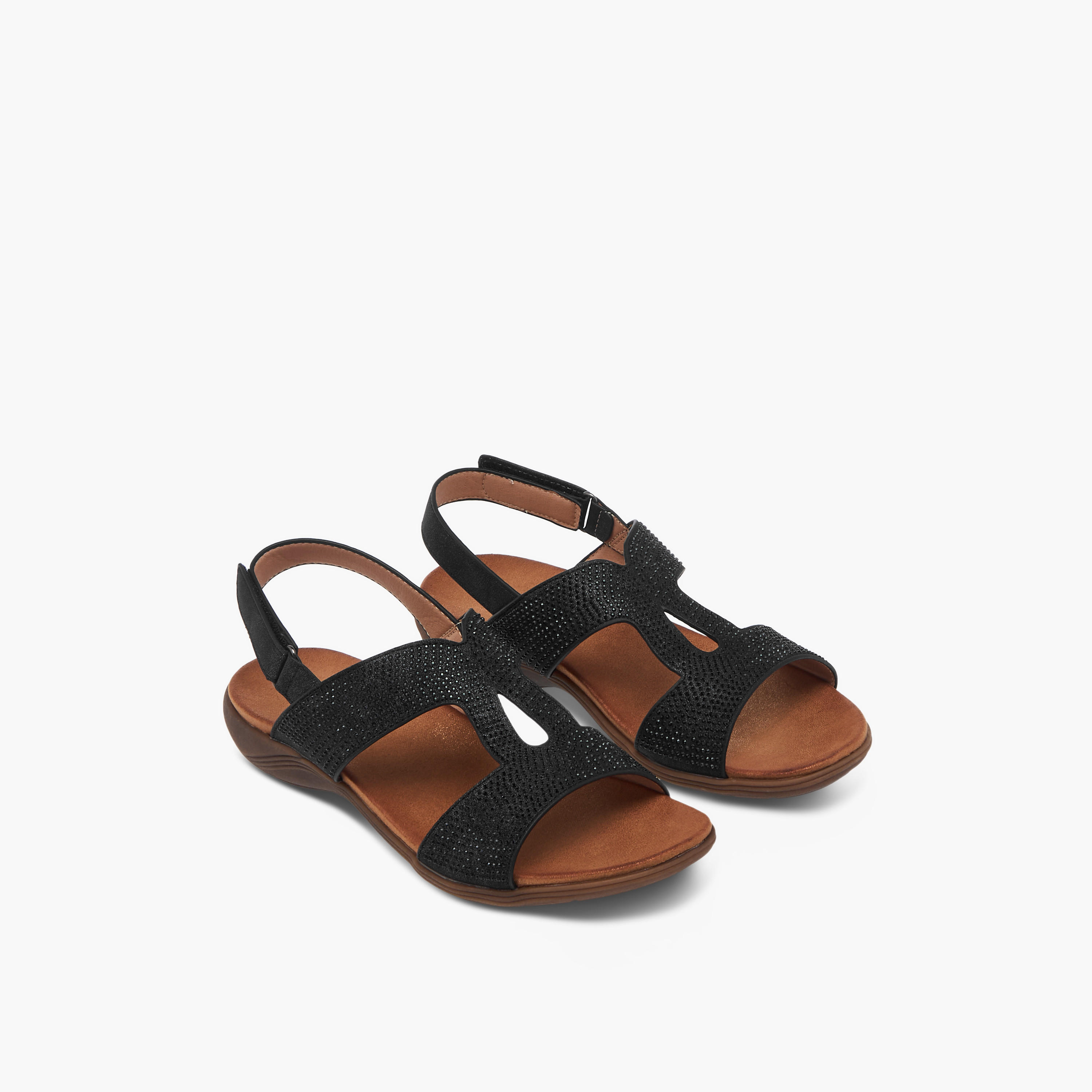 Le Confort Embellished Comfort Sandals with Hook and Loop Closure-women-shoes-flats-sandals-image-7