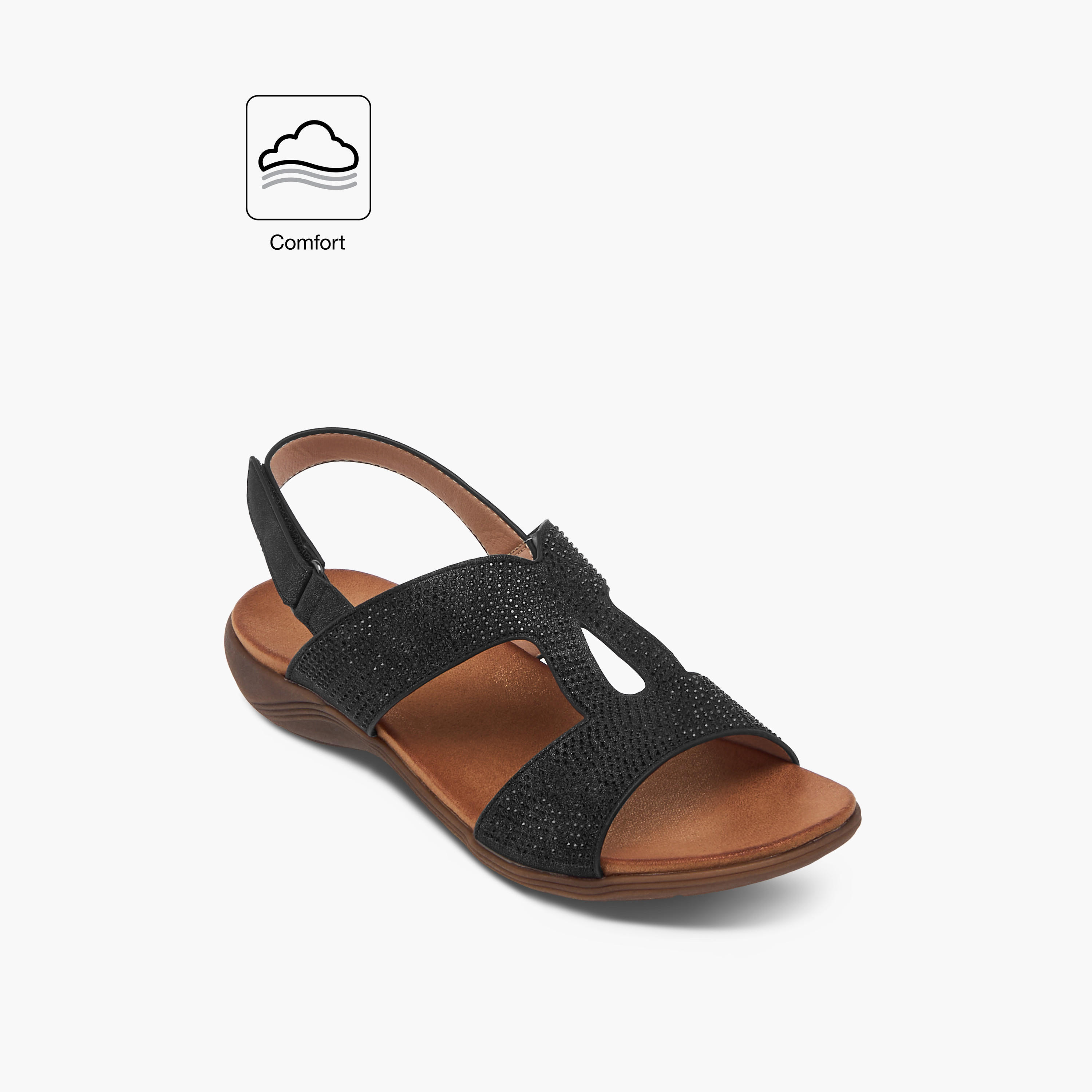 صندل مريح مزين بشريط إغلاق لاصق من لو كونفورت-women-shoes-flats-sandals-image-2