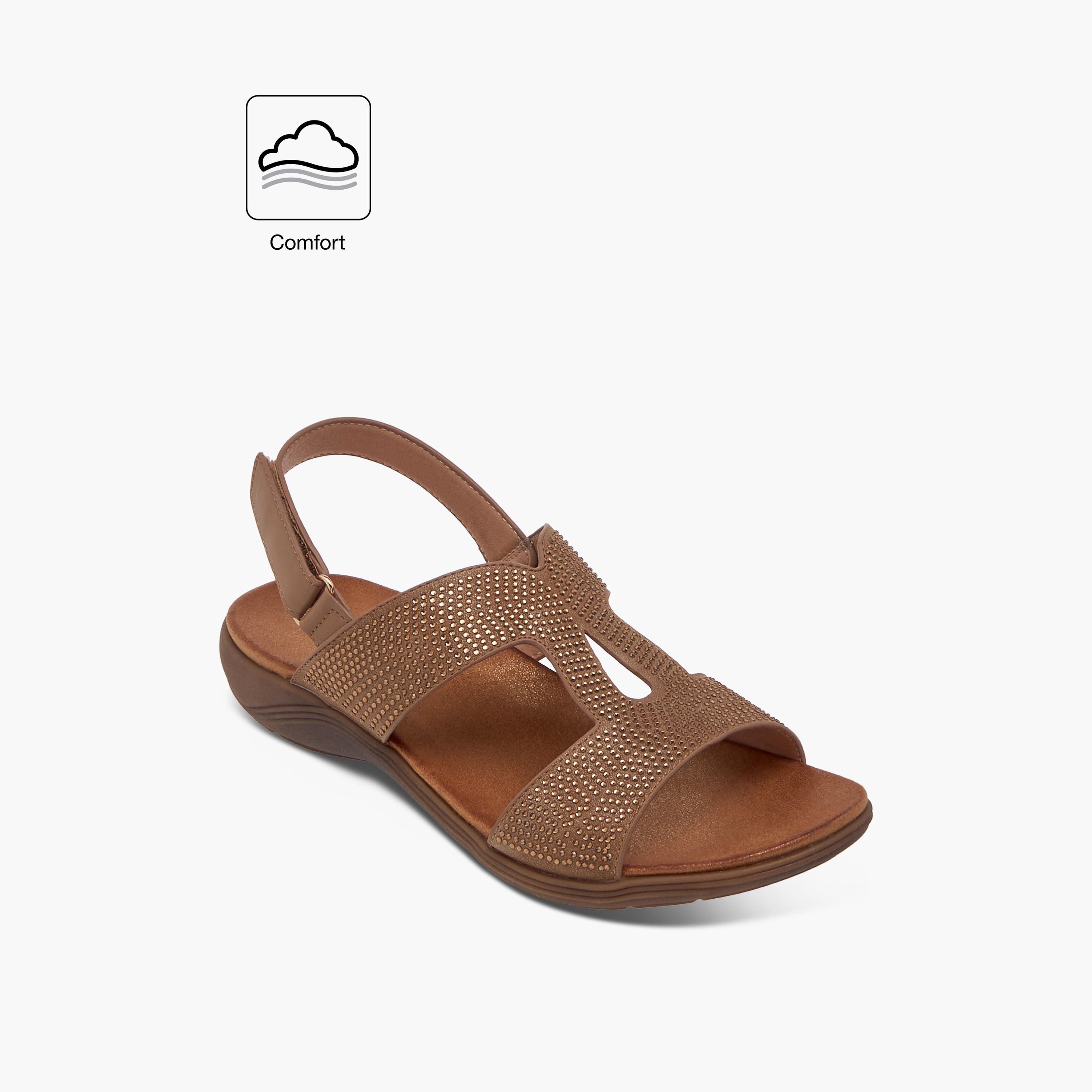 صندل مريح مزين بشريط إغلاق لاصق من لو كونفورت-women-shoes-flats-sandals-image-2