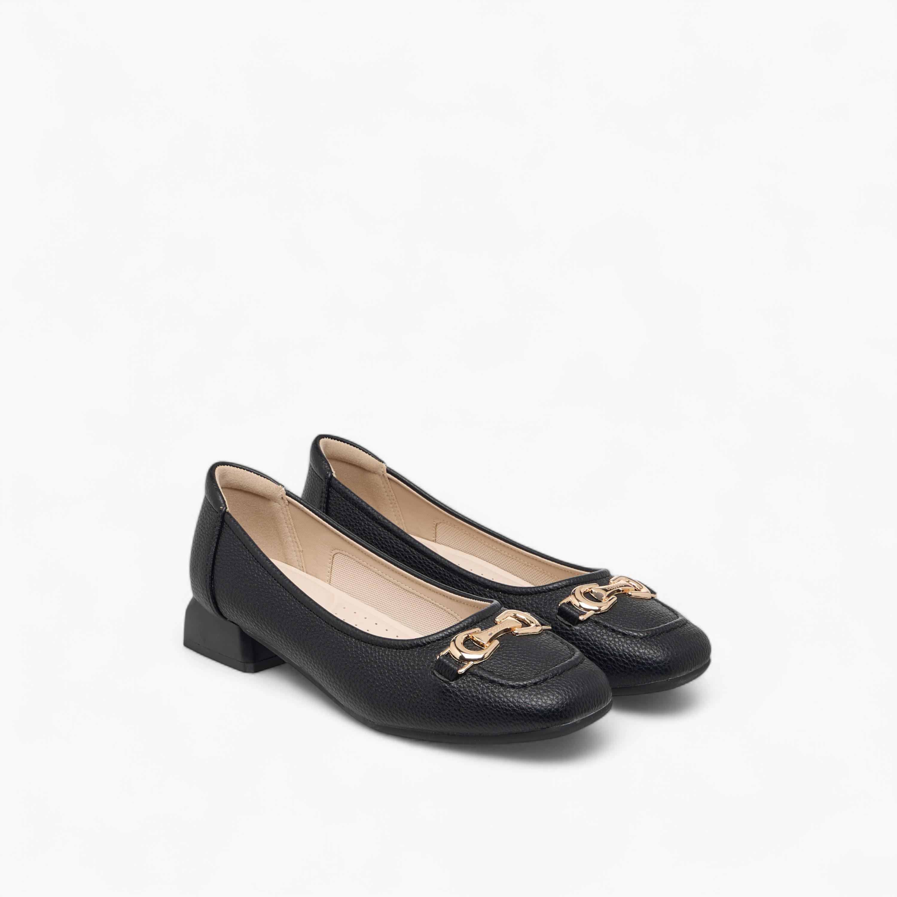 Celeste Women's Metal Accent Slip-On Ballerina Shoes with Block Heels-women-shoes-ballerinas-image-1