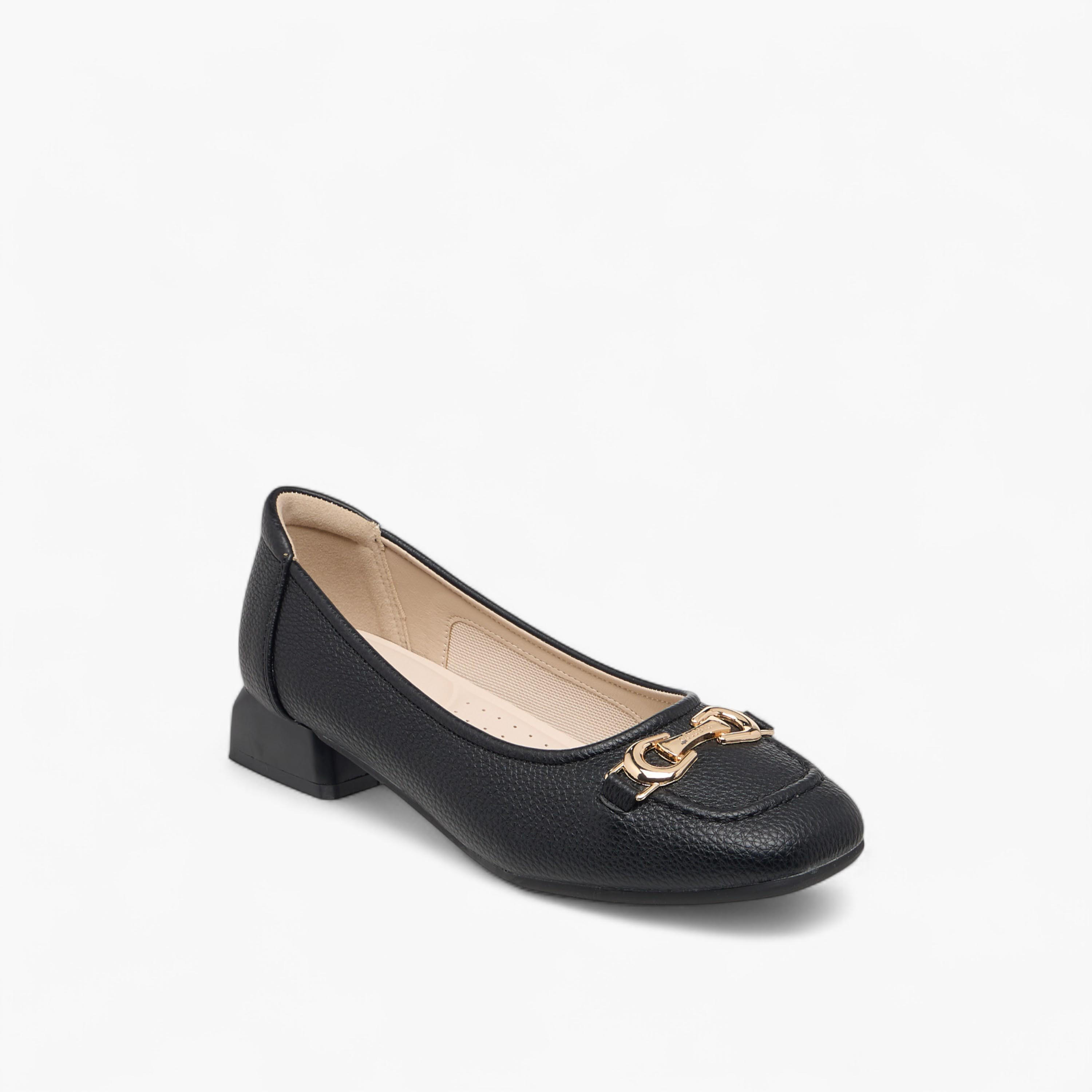 Celeste Women's Metal Accent Slip-On Ballerina Shoes with Block Heels-women-shoes-ballerinas-image-2