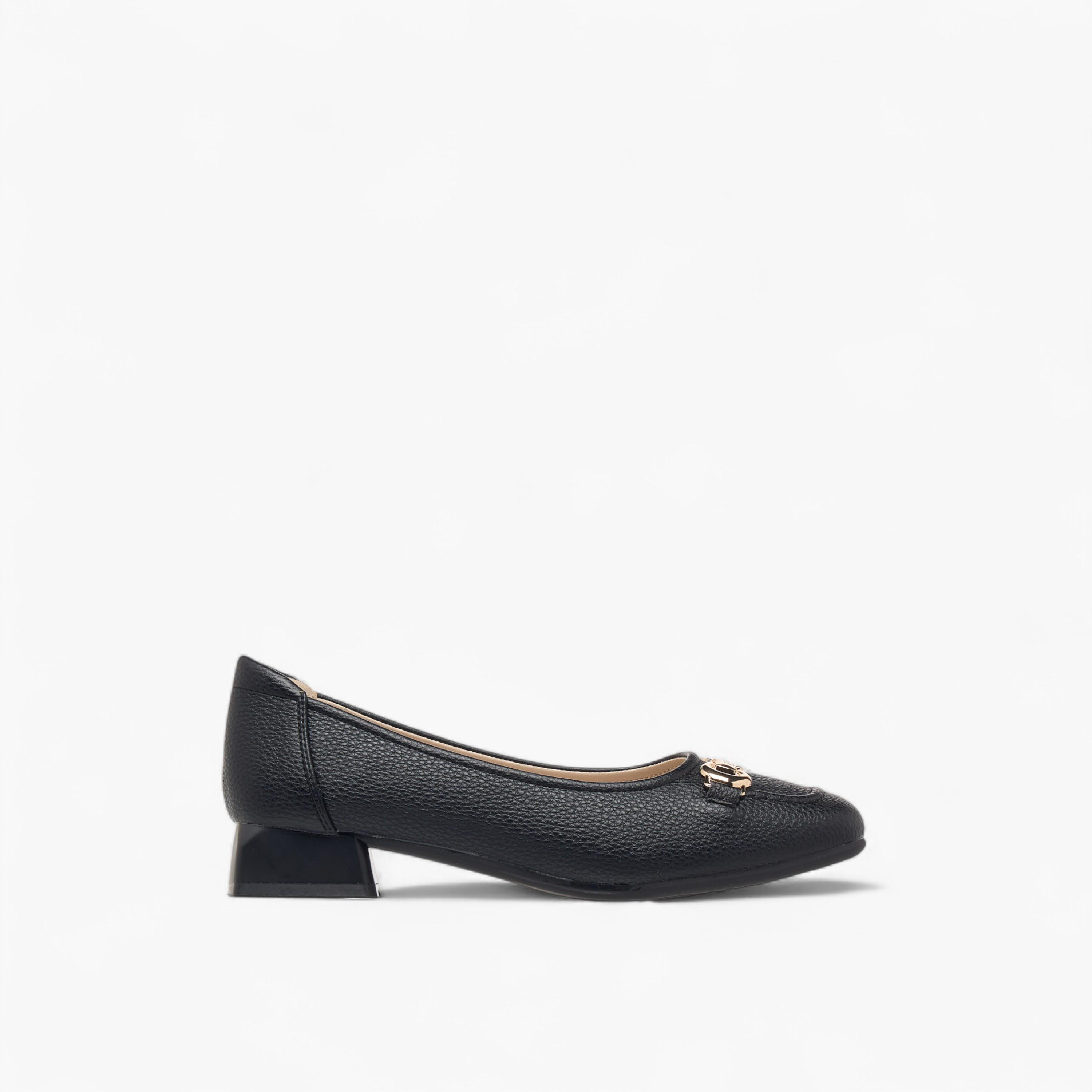 Celeste Women's Metal Accent Slip-On Ballerina Shoes with Block Heels-women-shoes-ballerinas-image-3