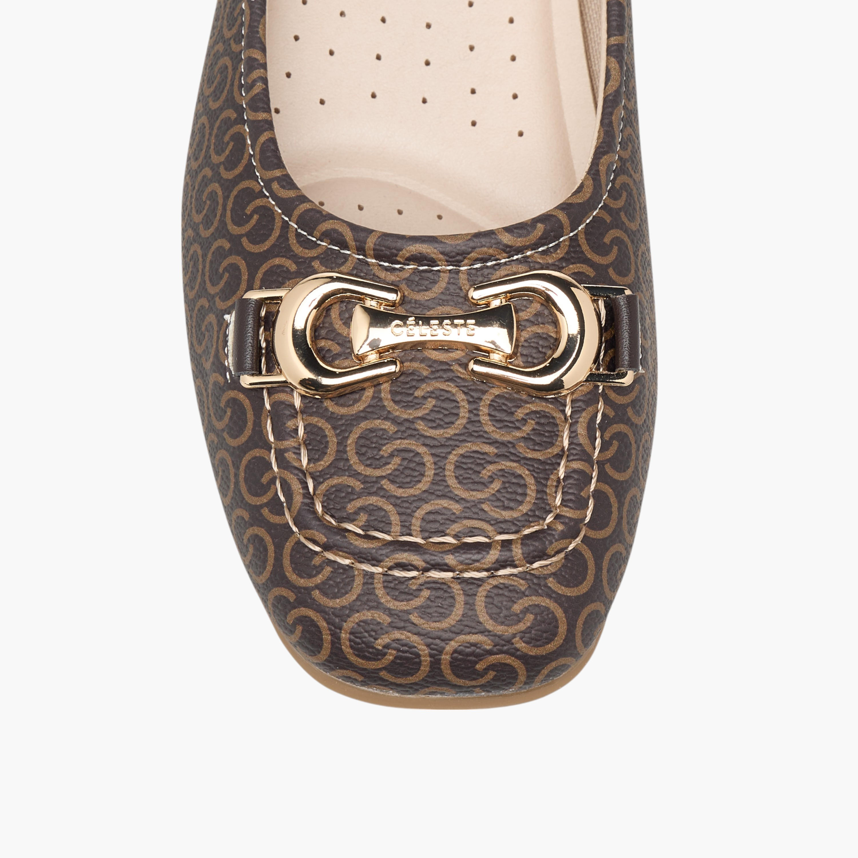 حذاء باليرينا سهل الارتداء بكعب سميك وطبعات مونوجرام للنساء من سيليست-women-shoes-ballerinas-image-4