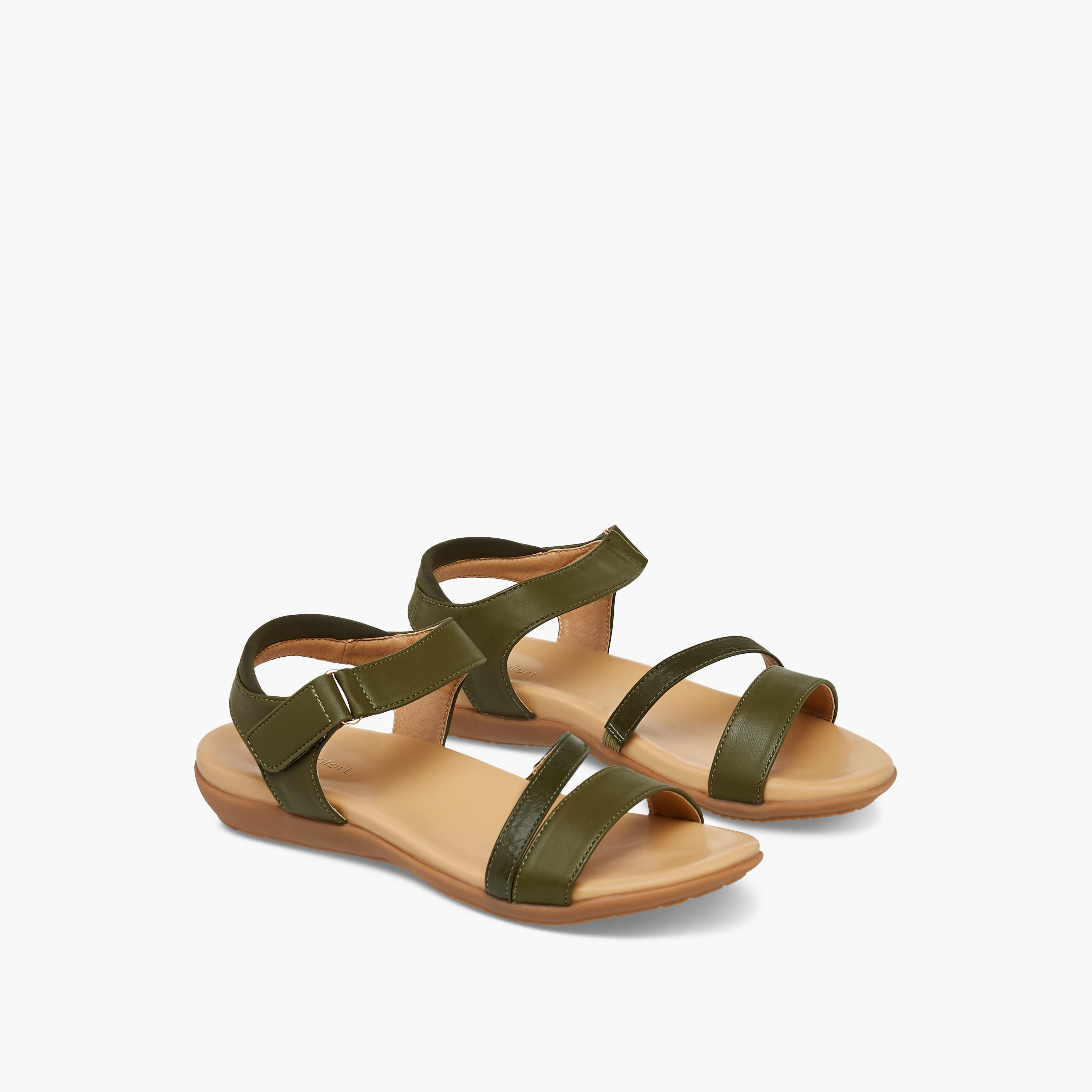 Le Confort Strappy Sandals with Hook and Loop Closure-women-shoes-sandals-heeled-image-1