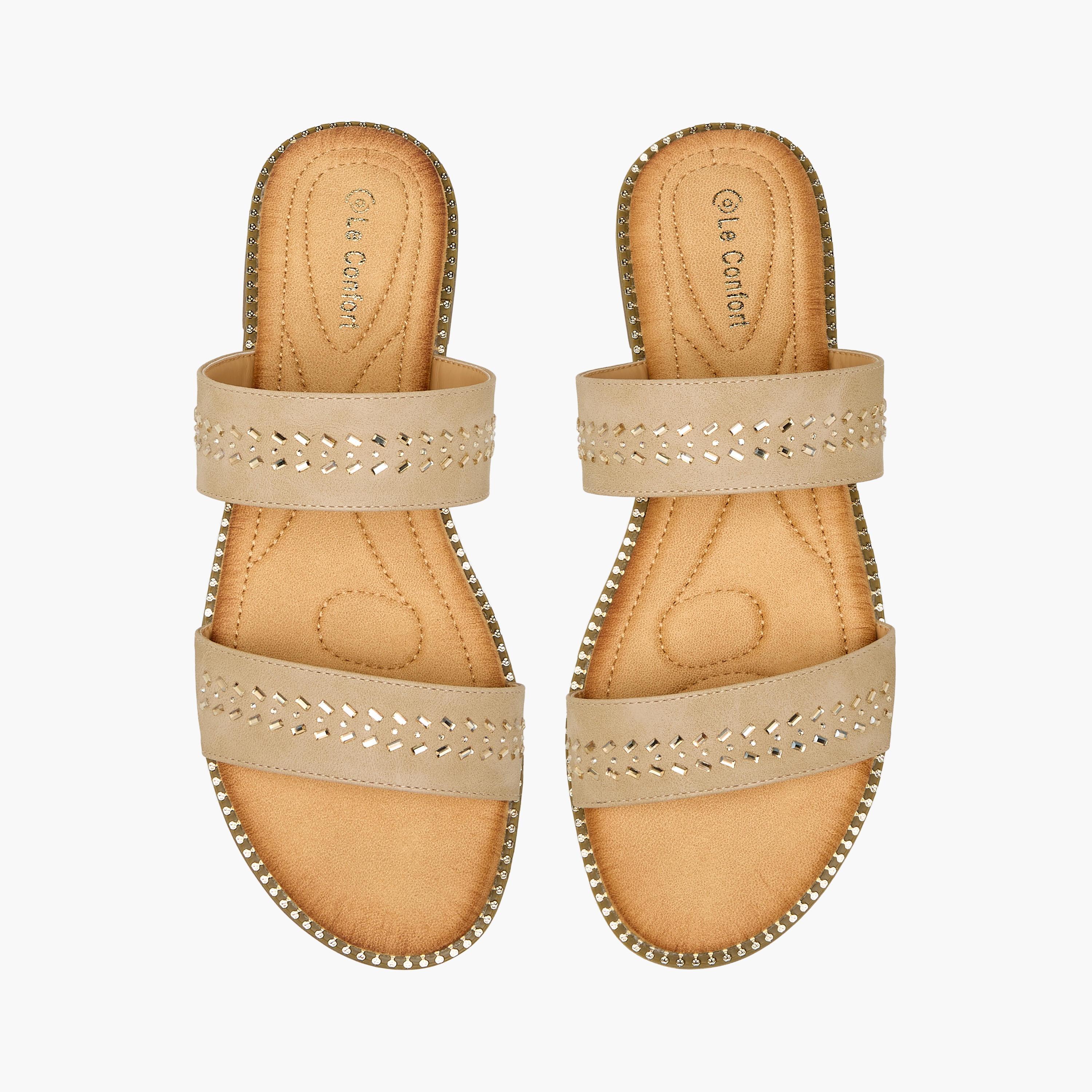 Le Confort Women Studded Slide Sandals-women-shoes-flats-sandals-image-1