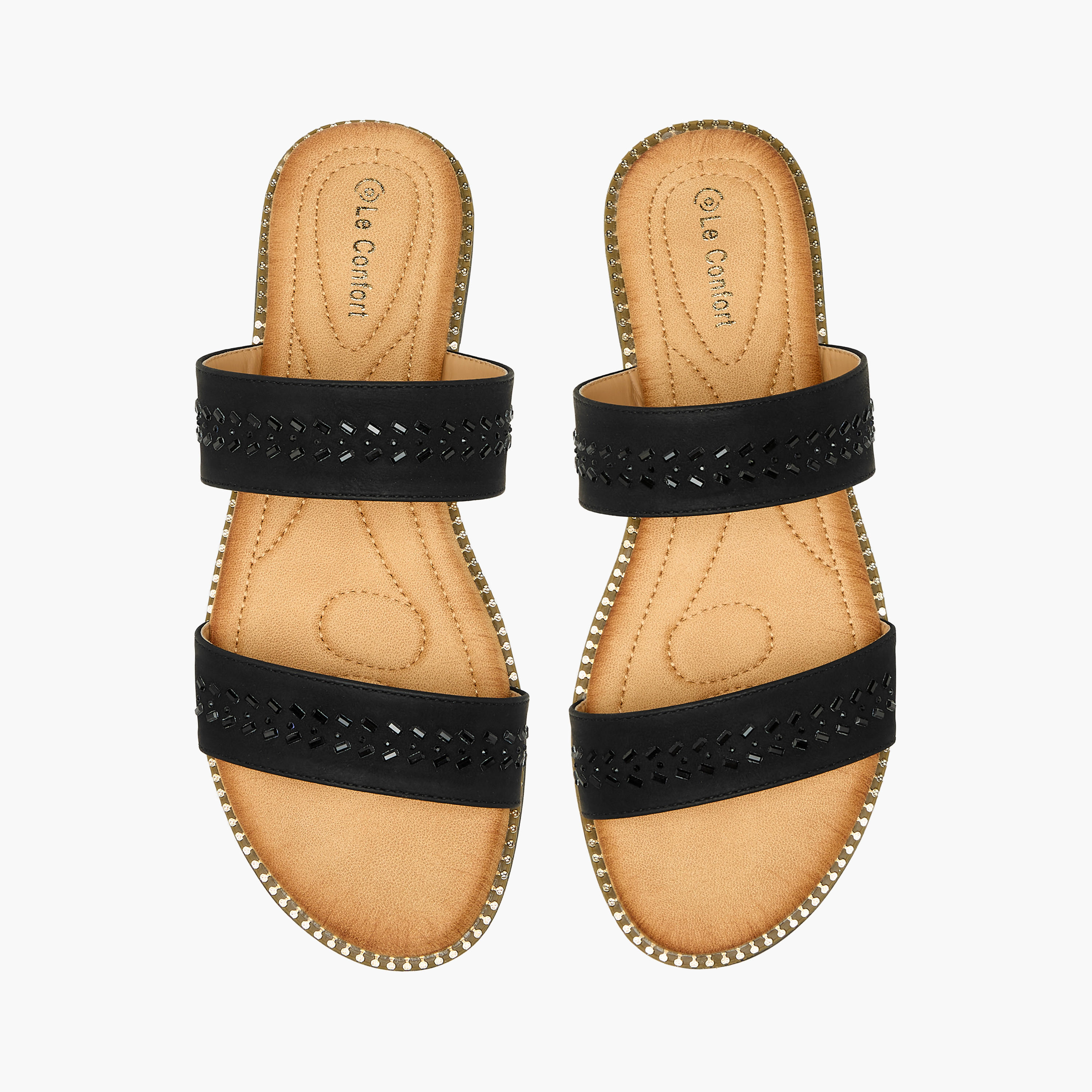 Le Confort Women Studded Slide Sandals-women-shoes-flats-sandals-image-1
