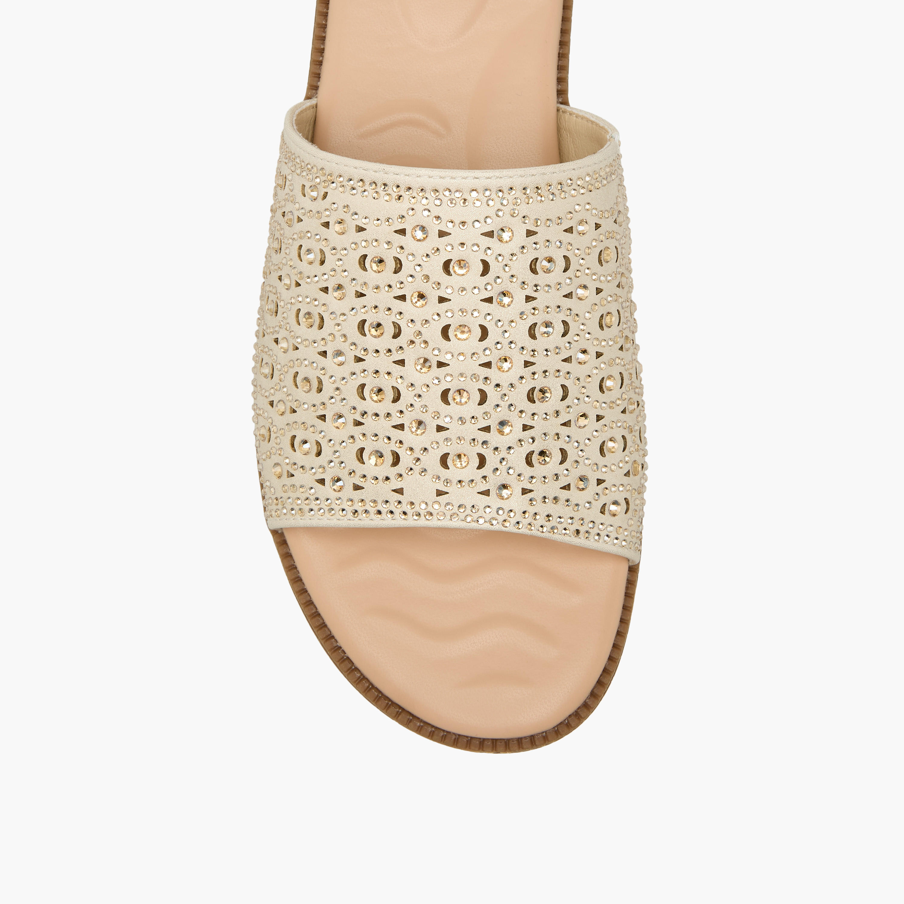 Le Confort Women Perforated Embellished Slip-On Sandals-women-shoes-flats-sandals-image-4