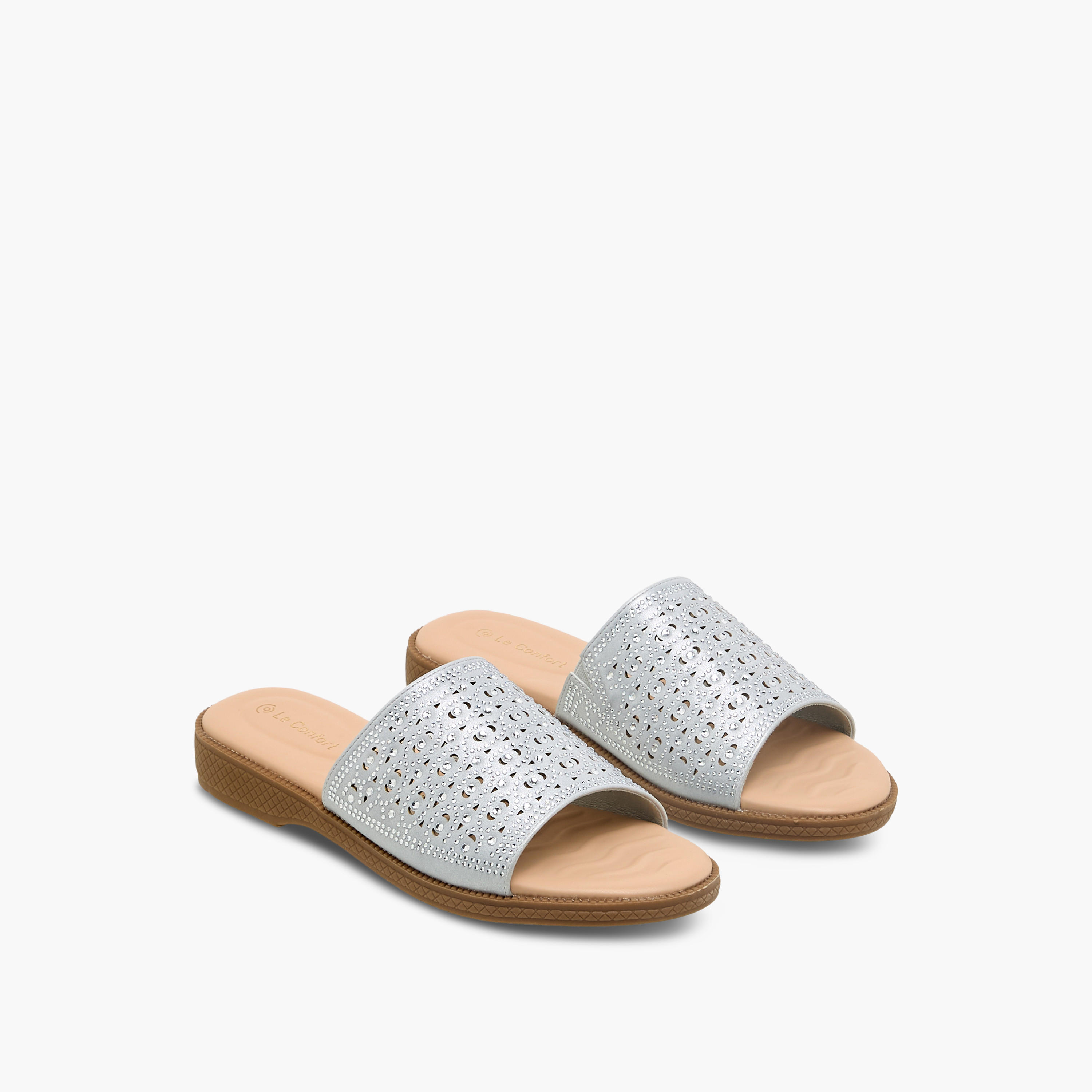 Le Confort Women Perforated Embellished Slip-On Sandals-women-shoes-flats-sandals-image-1