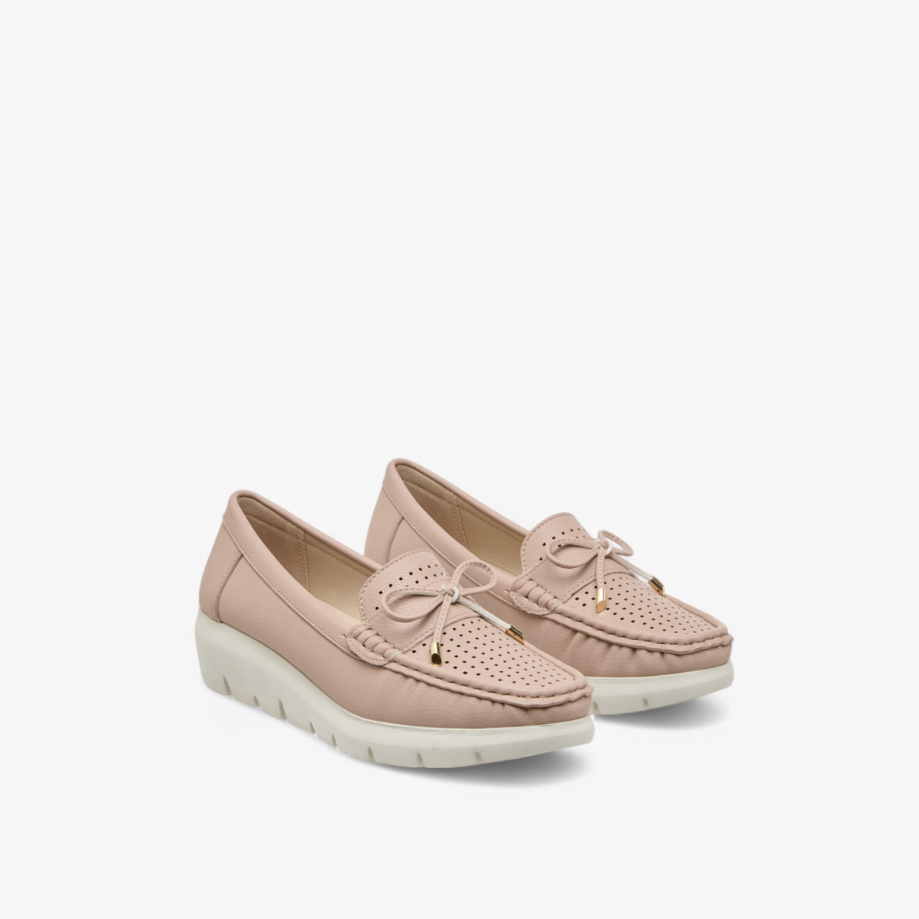 Le Confort Bow Accent Slip-On Comfort Moccasins with Wedge Heels-women-shoes-loafersandmoccasins-image-1