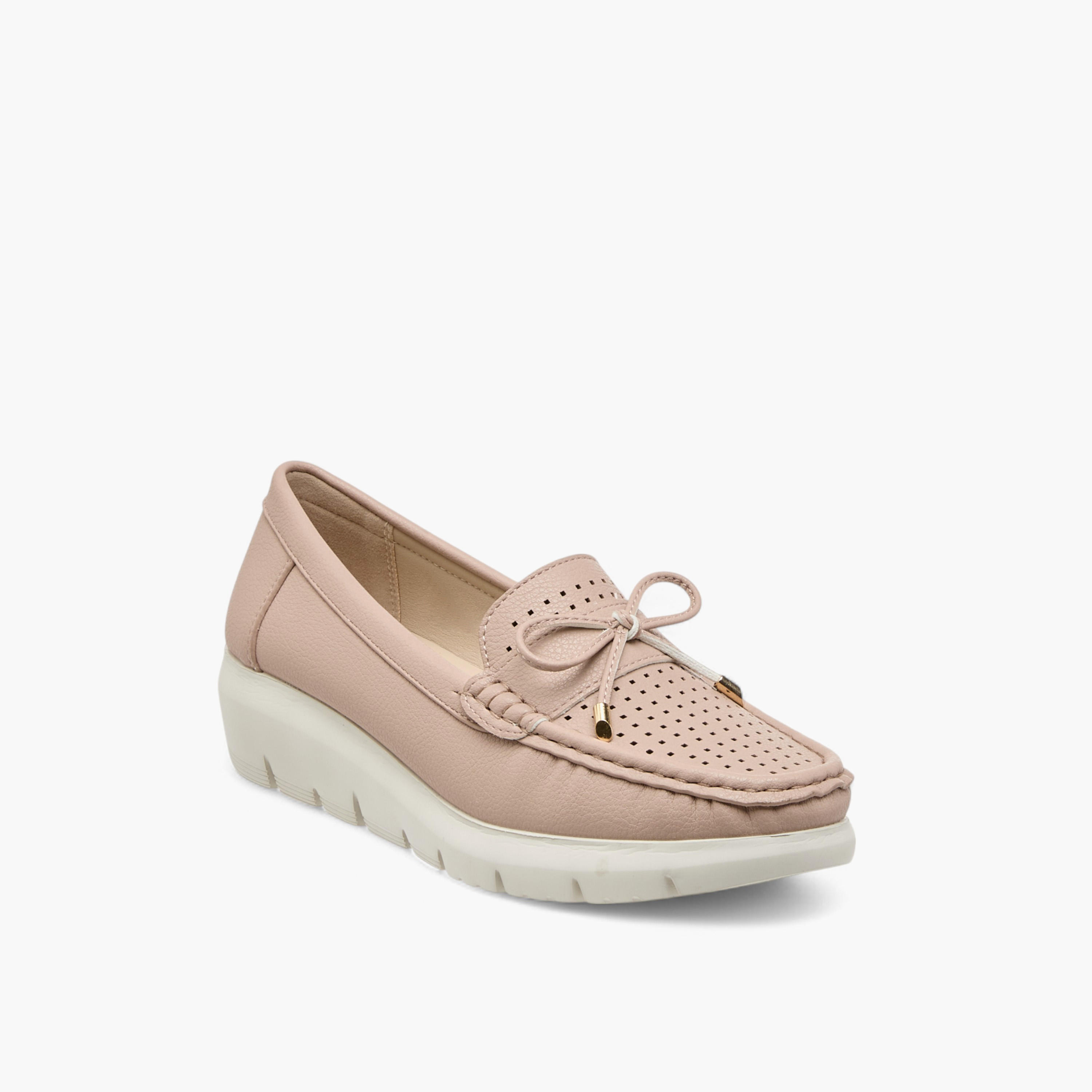 Le Confort Bow Accent Slip-On Comfort Moccasins with Wedge Heels-women-shoes-loafersandmoccasins-image-2