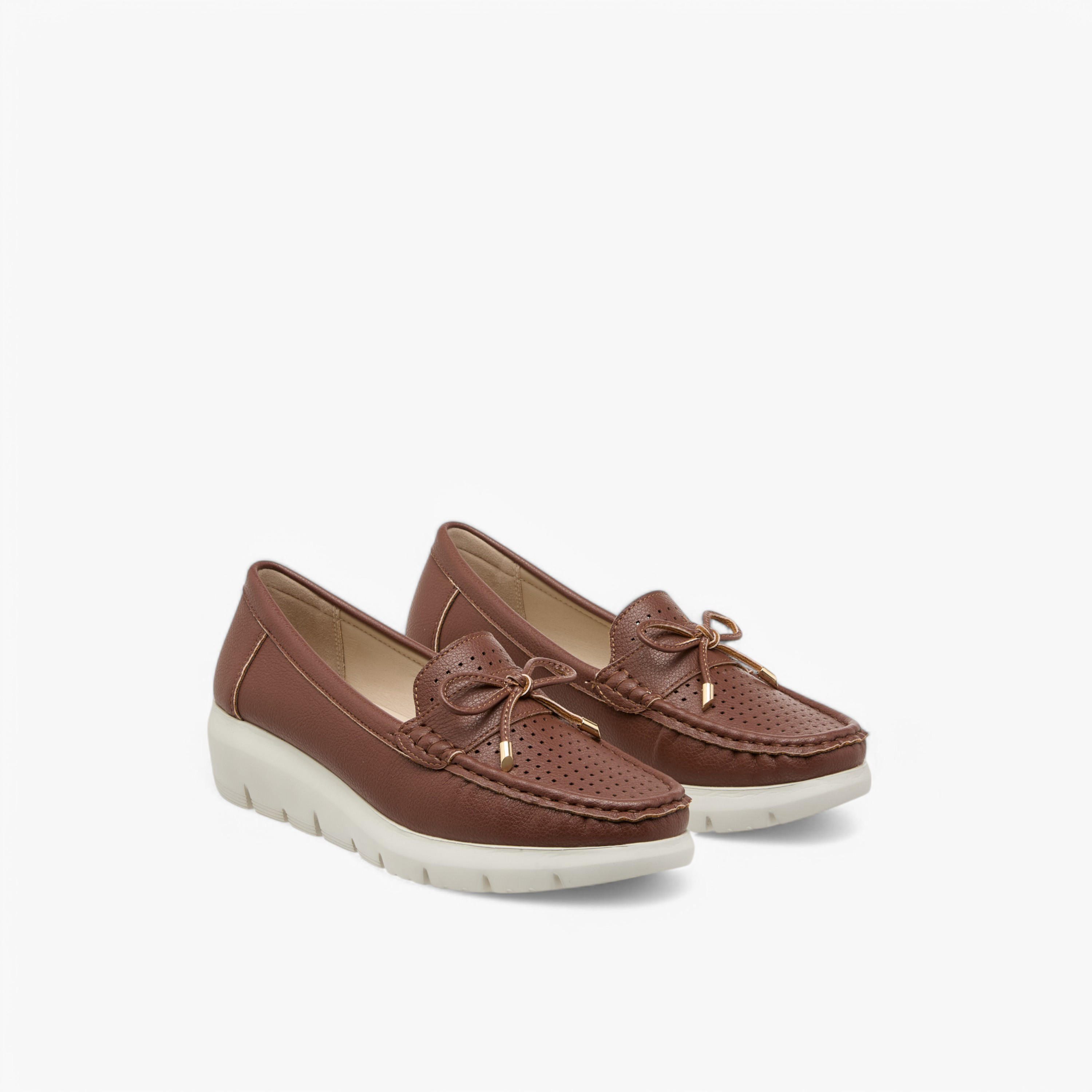 Le Confort Bow Accent Slip-On Comfort Moccasins with Wedge Heels-women-shoes-loafersandmoccasins-image-1