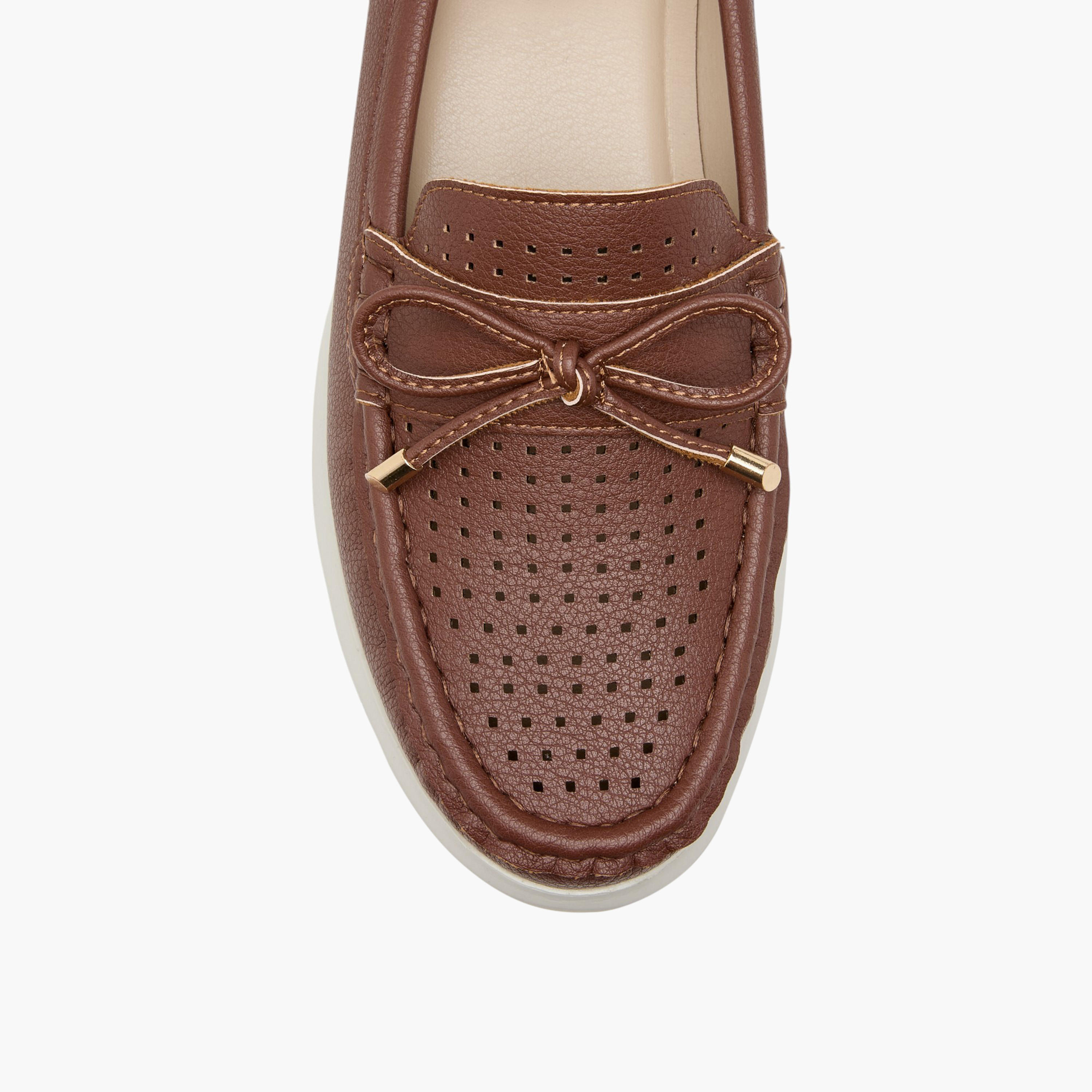 Le Confort Bow Accent Slip-On Comfort Moccasins with Wedge Heels-women-shoes-loafersandmoccasins-image-4