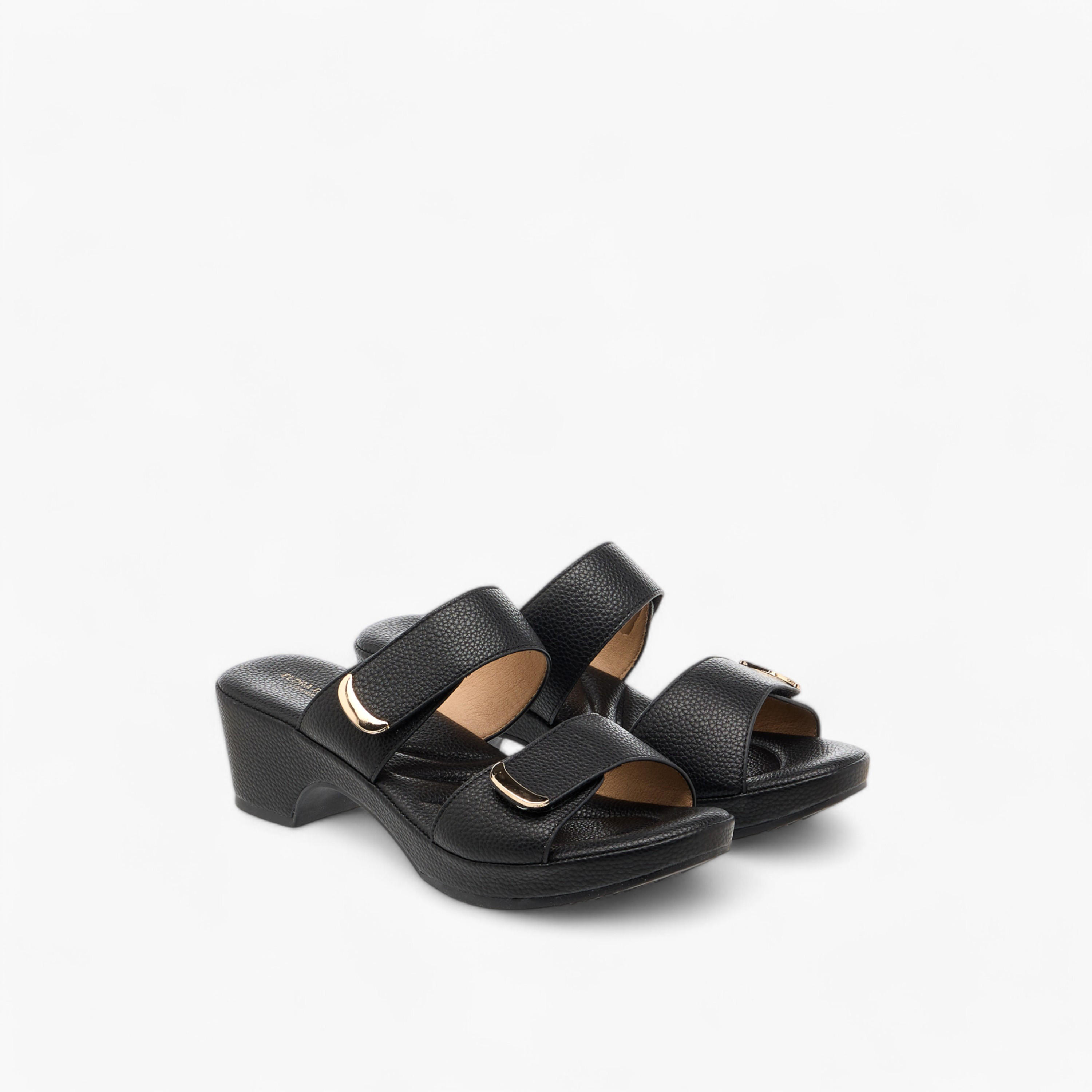 Flora Bella Textured Slip-On Comfort Sandals with Block Heel-women-shoes-sandals-heeled-image-1
