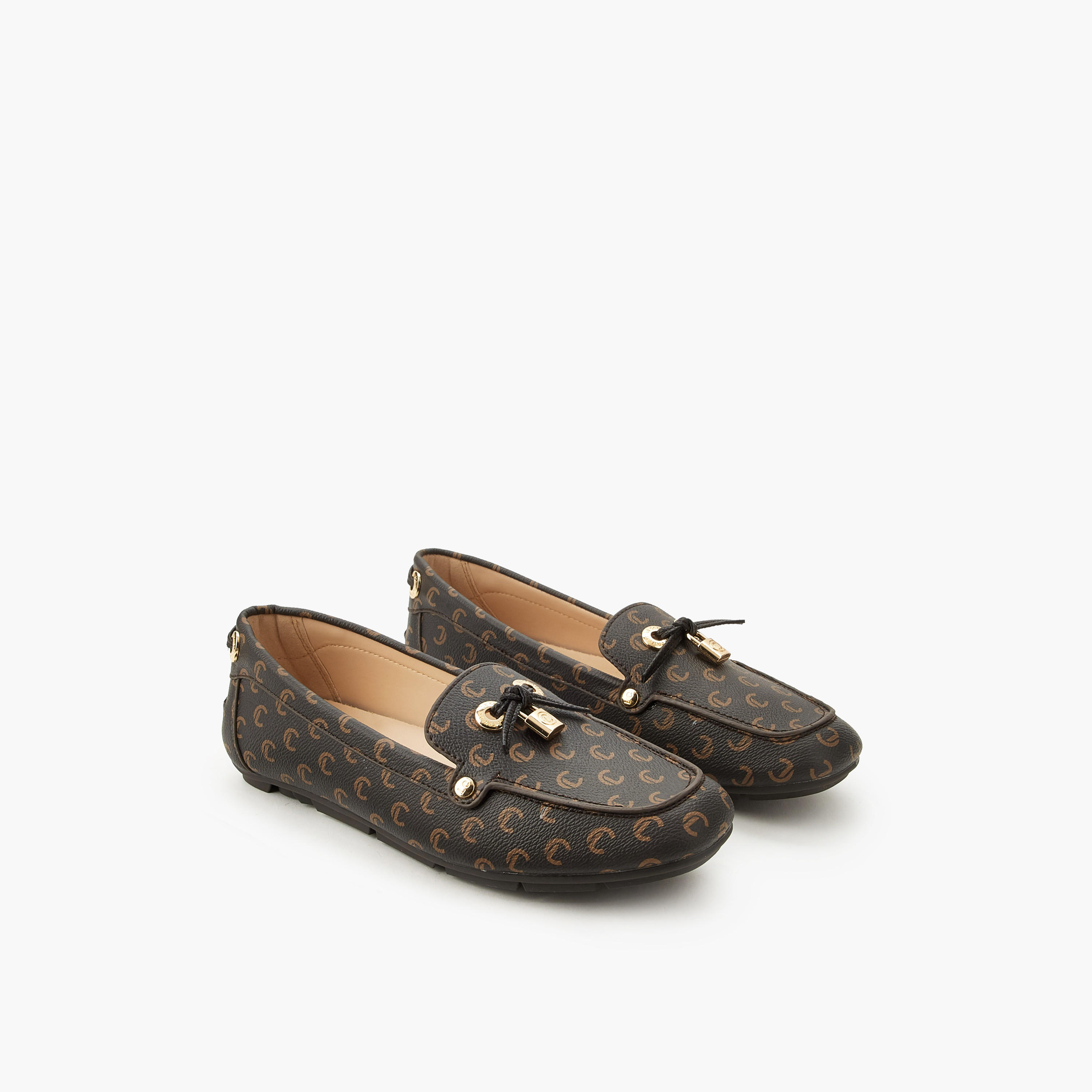 Le Confort Women Monogram Print Slip-On Loafers-women-shoes-loafersandmoccasins-image-1