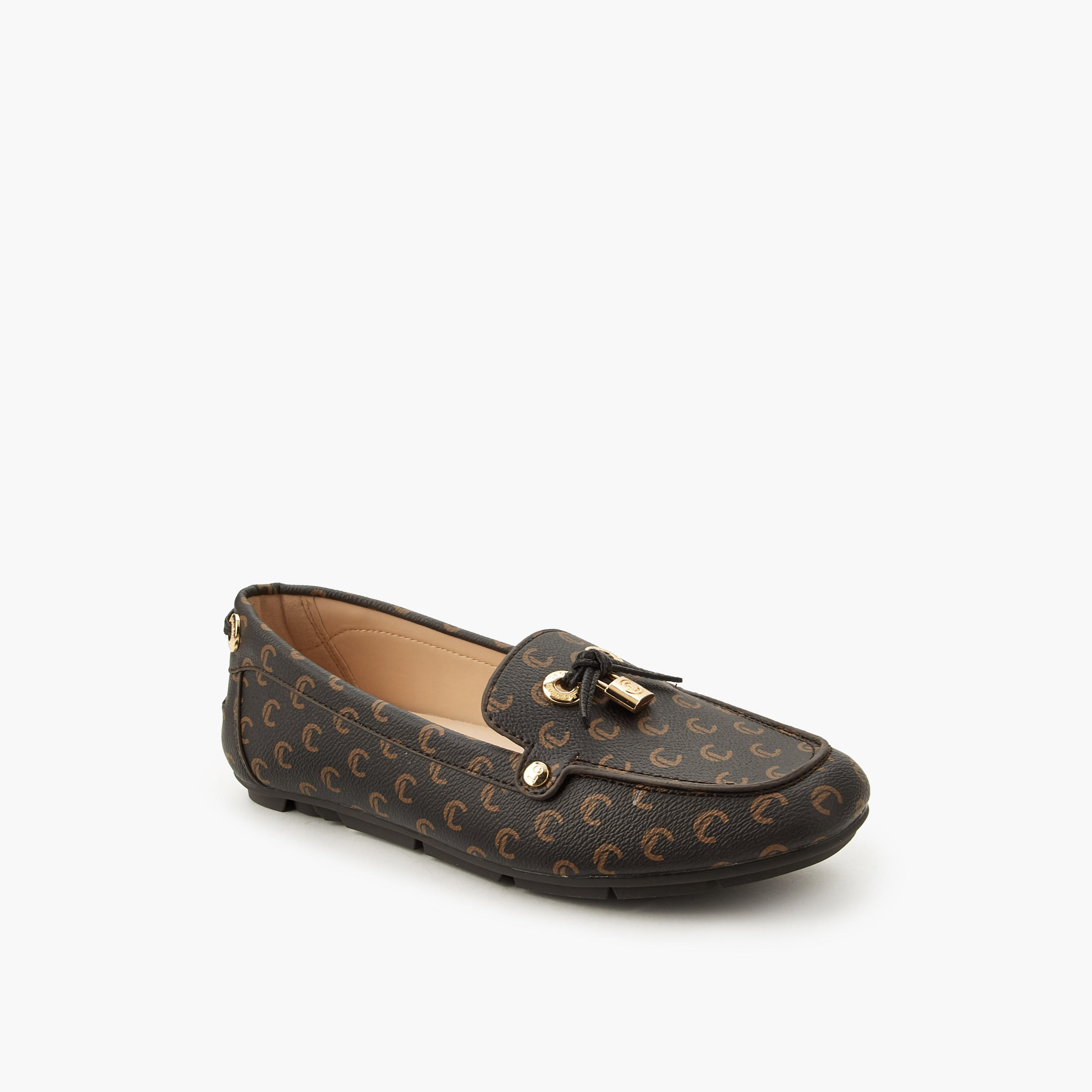 Le Confort Women Monogram Print Slip-On Loafers-women-shoes-loafersandmoccasins-image-2