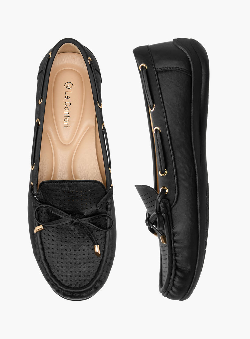 Le Confort Women Perforated Bow Detail Moccasins-women-shoes-loafersandmoccasins-image-1