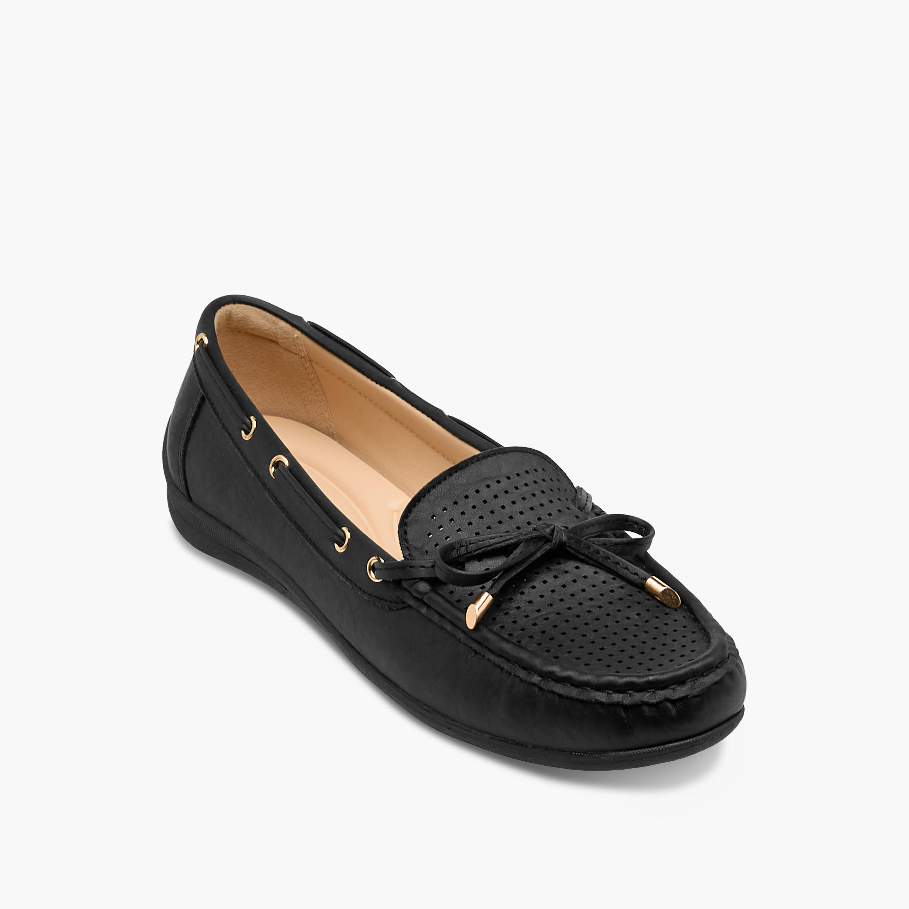 Le Confort Women Perforated Bow Detail Moccasins-women-shoes-loafersandmoccasins-image-3