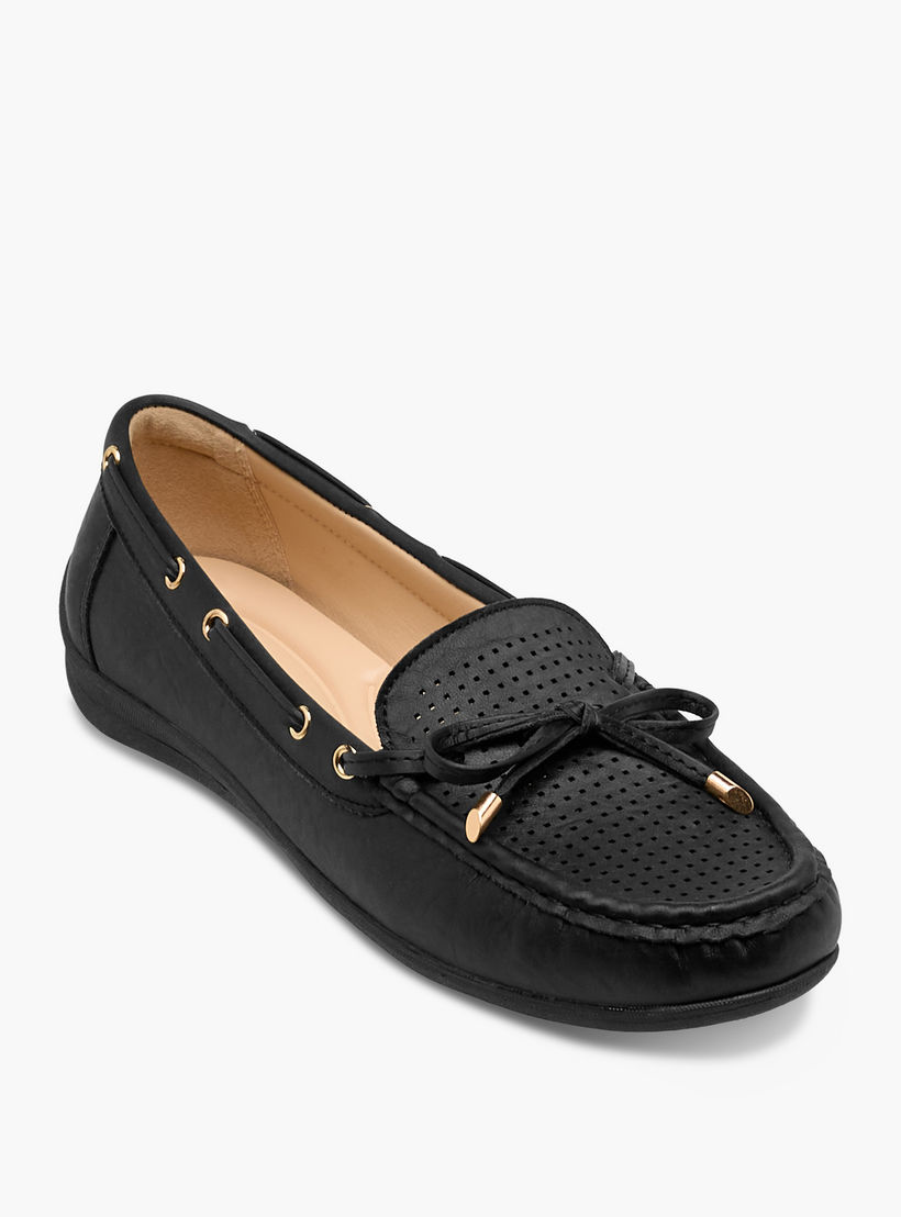 Le Confort Women Perforated Bow Detail Moccasins-women-shoes-loafersandmoccasins-image-3