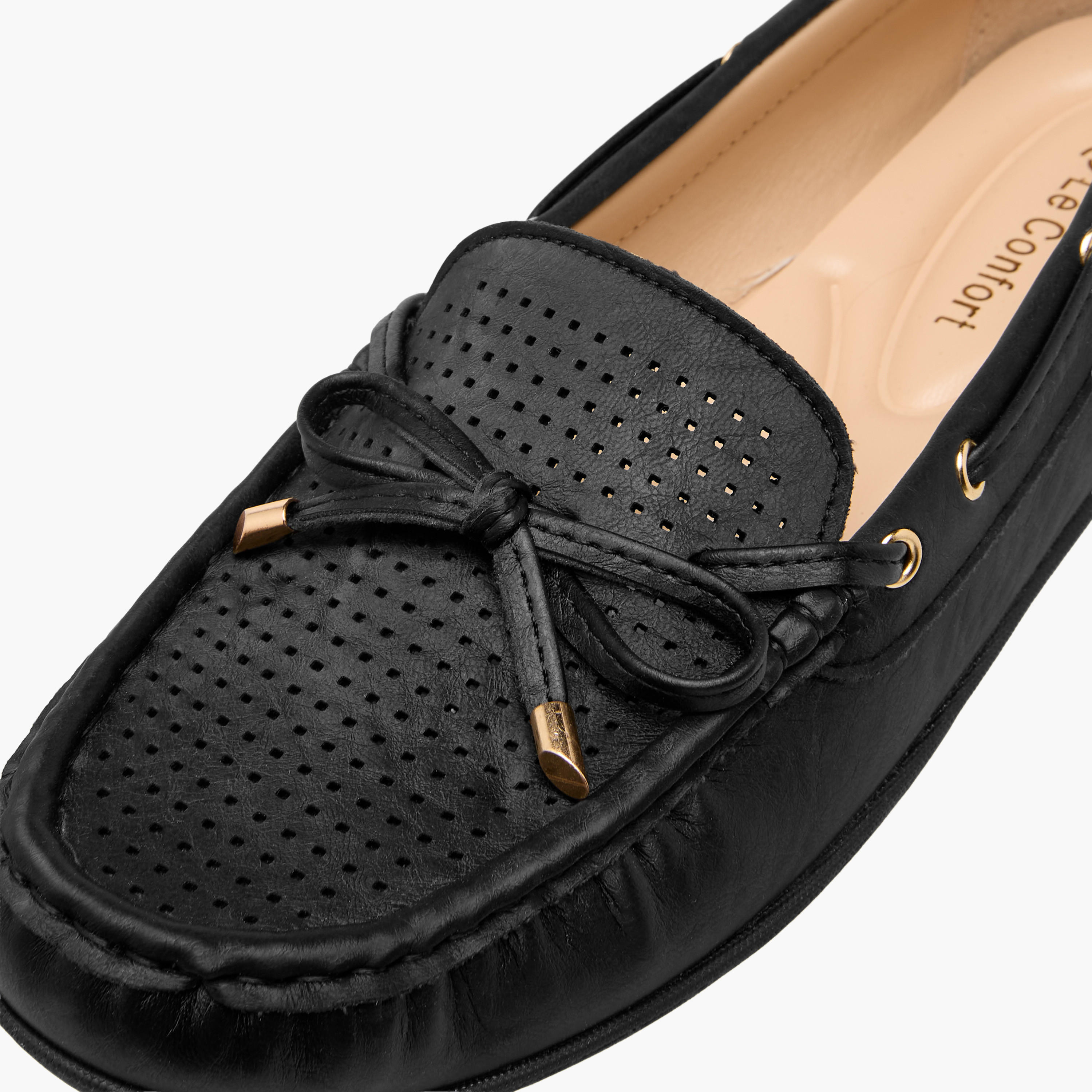Le Confort Women Perforated Bow Detail Moccasins-women-shoes-loafersandmoccasins-image-5