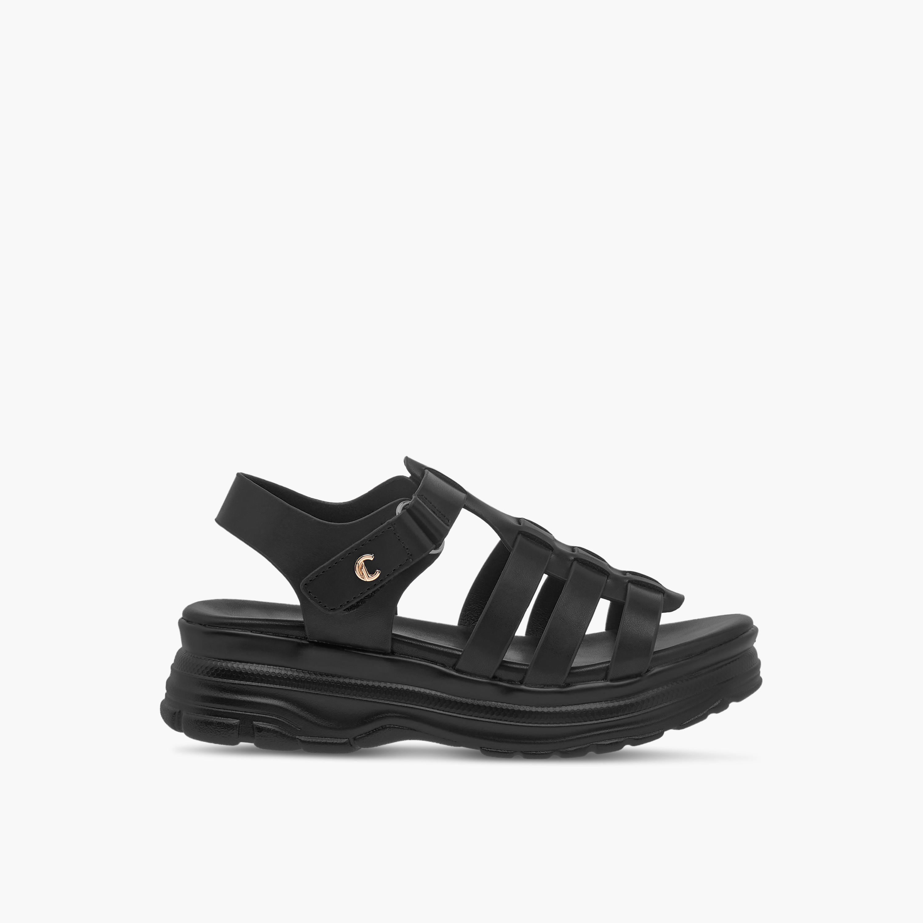 صندل سادة بنعل سميك وحزام وشرط إغلاق لاصق من لو كونفرت-girls-shoes-sandals-image-2
