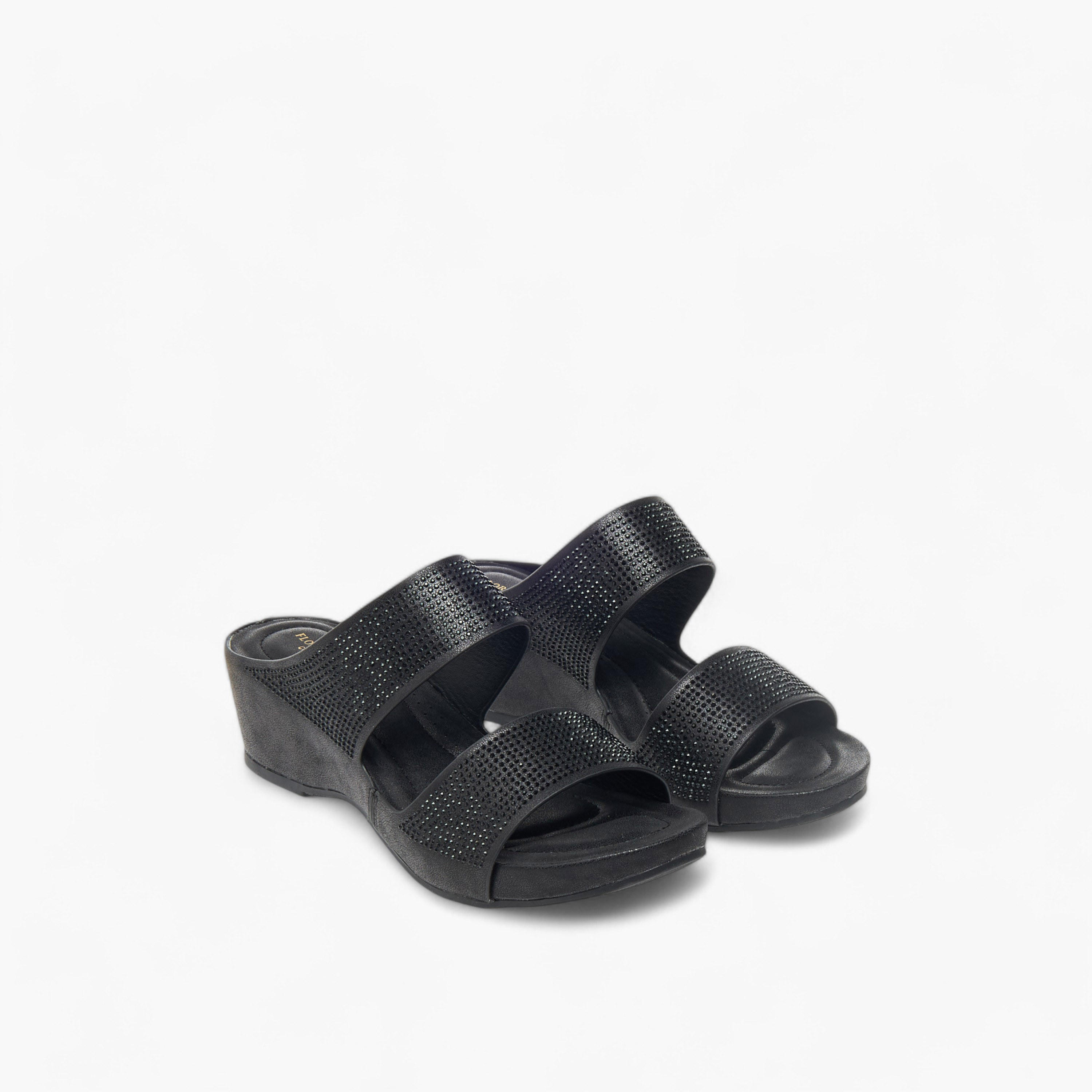 Flora Bella Embellished Slip-On Comfort Sandals with Wedge Heels-women-shoes-sandals-heeled-image-1