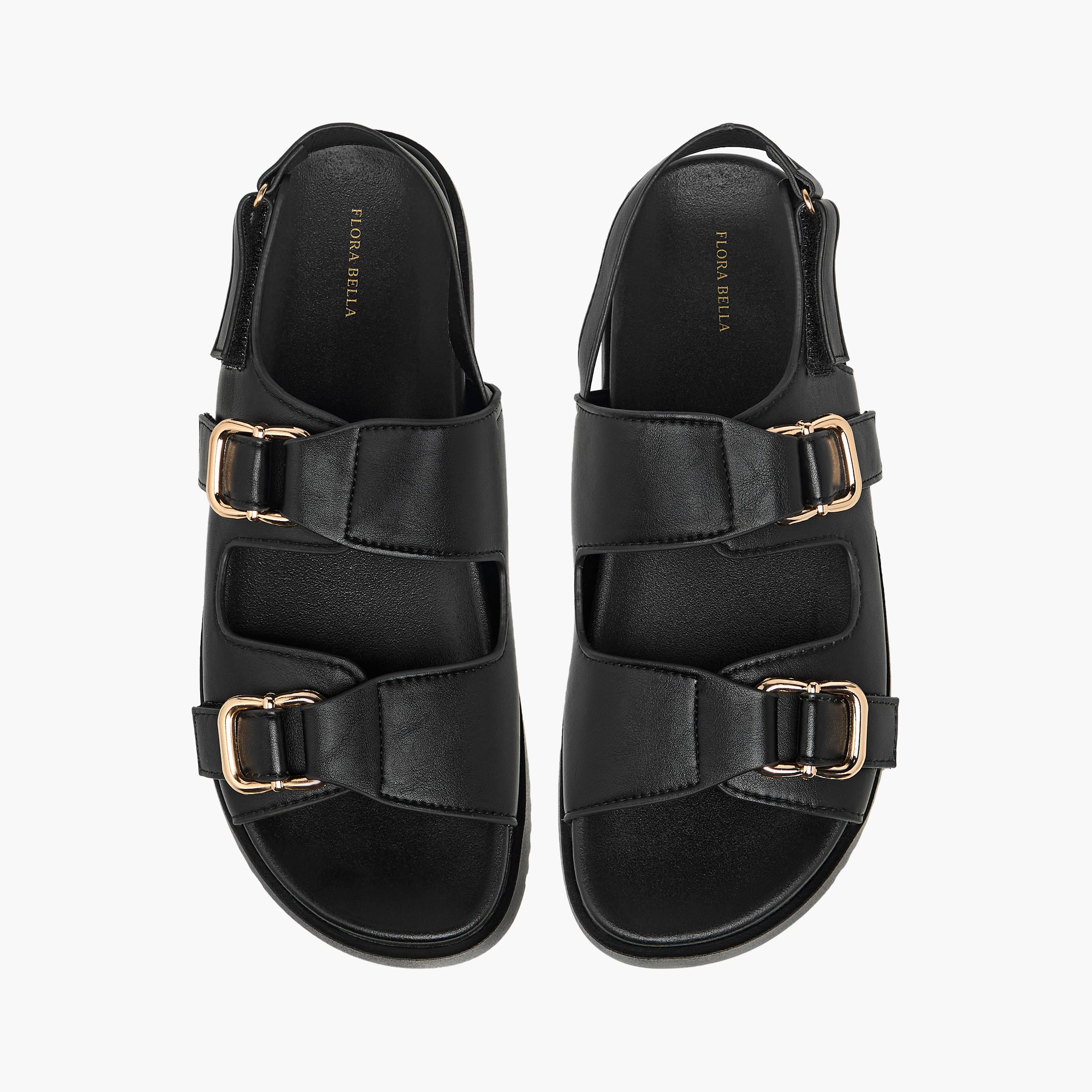 Flora Bella Womens' Buckle Accent Sandals with Hook and Loop Closure-women-shoes-flats-sandals-image-1