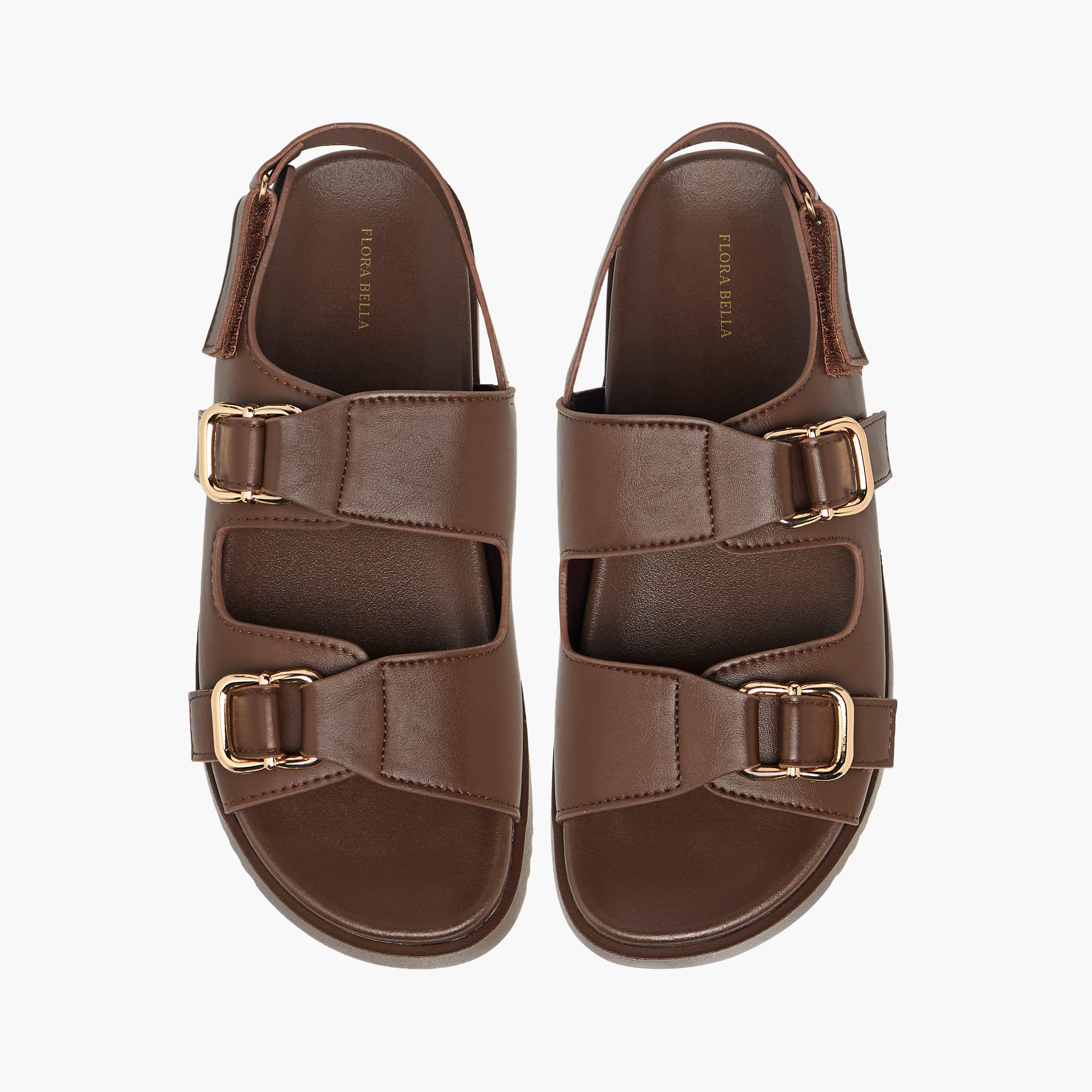 Flora Bella Womens' Buckle Accent Sandals with Hook and Loop Closure-women-shoes-flats-sandals-image-1