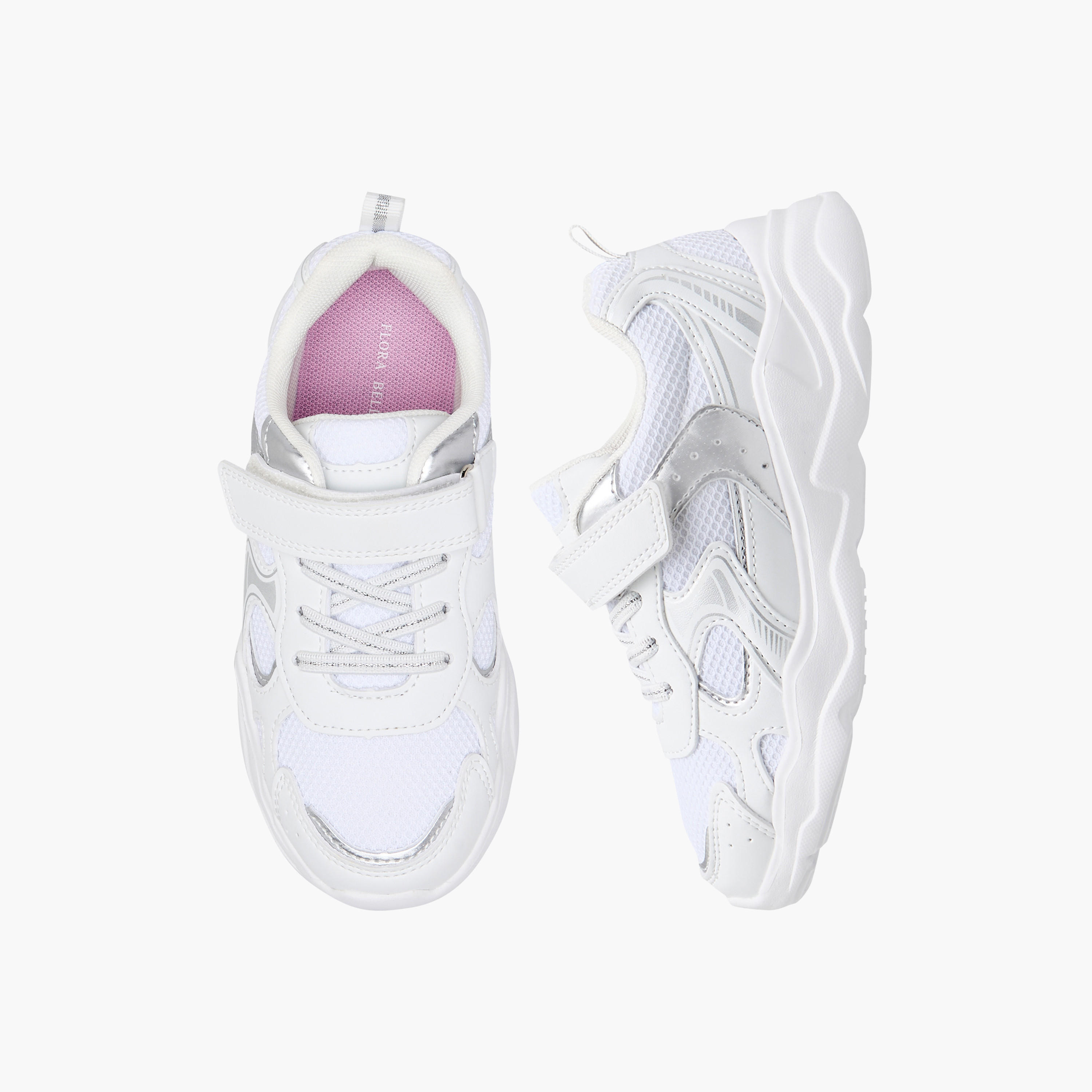 Flora Bella Panelled Sneakers with Hook and Loop Closure-girls-shoes-sneakers-image-1