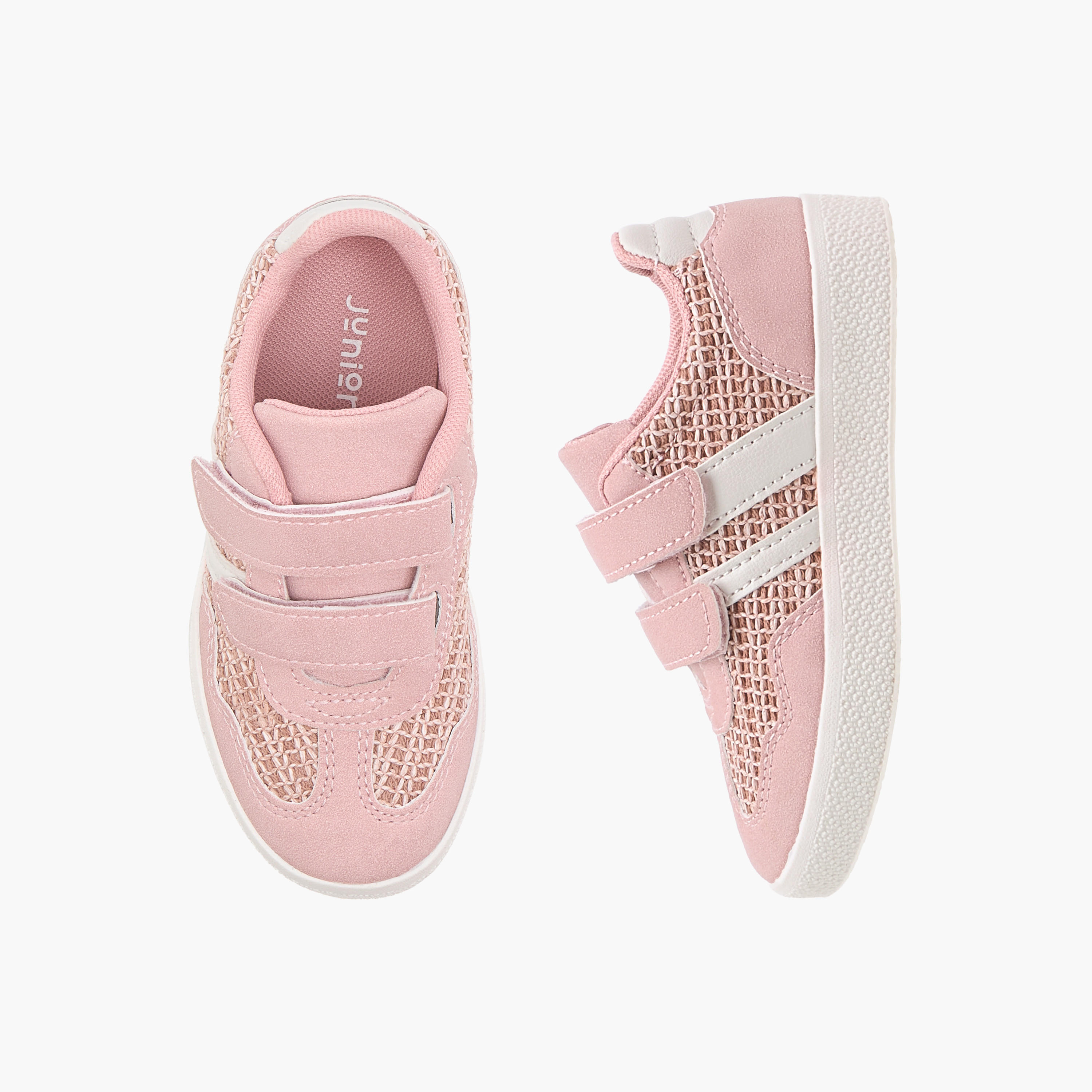 Juniors Panelled Sneakers with Hook and Loop Closure-girls-shoes-sneakers-image-1